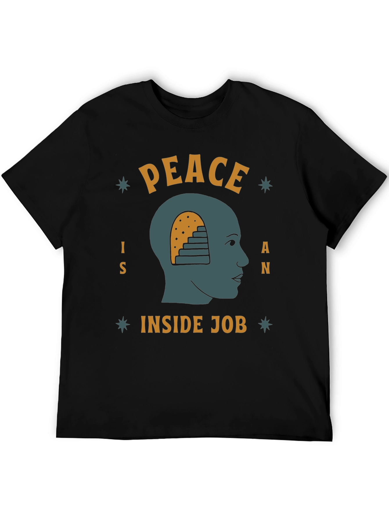 Black Peace Inside Job T-Shirt Graphic Tee view 5