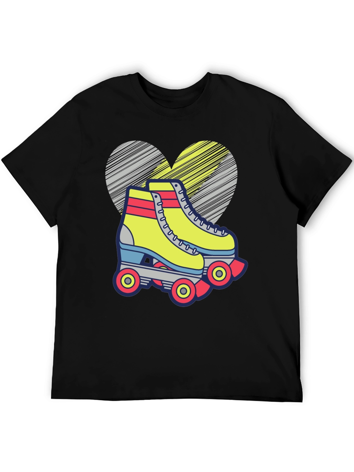 Black Retro Roller Skate T-Shirt - Fun Heart Design view 5