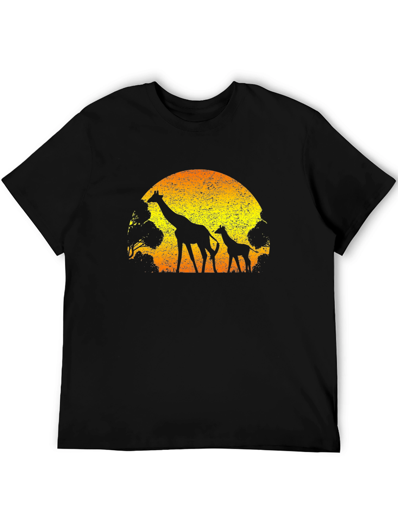 Black Giraffe Sunset Graphic Tee - Black Cotton T-Shirt view 5