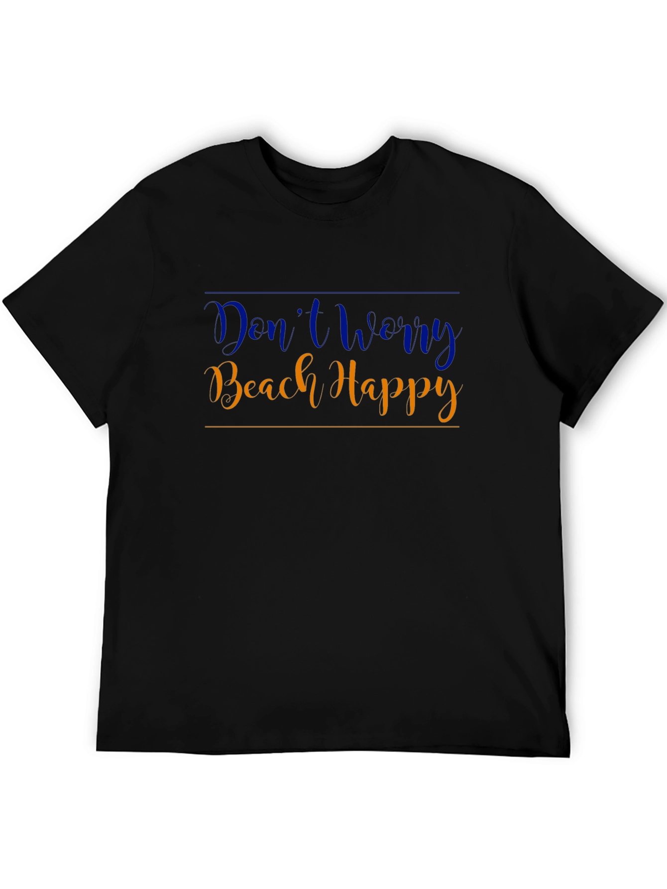 Black Don't Worry Beach Happy Graphic T-Shirt view 5