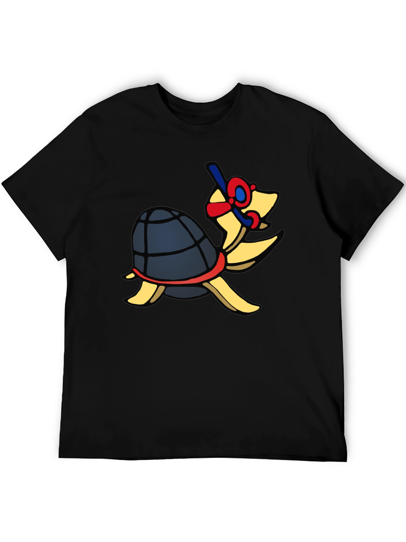 Black Snorkeling Turtle Graphic Tee - Black Cotton T-Shirt view 5