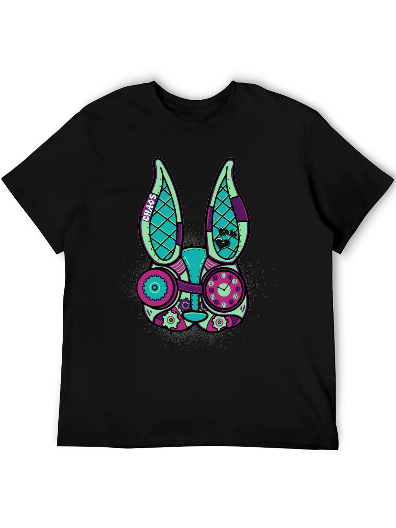 Black Steampunk Rabbit Graphic T-Shirt view 5