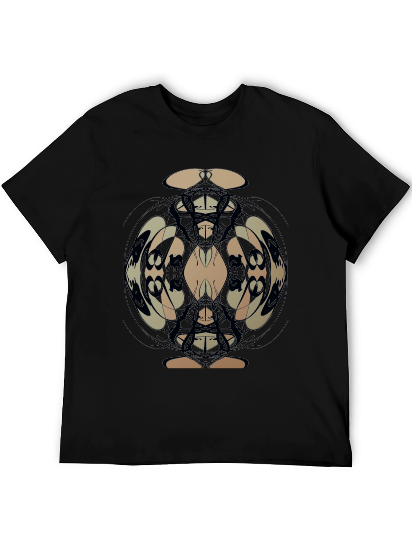 Black Abstract Art Men's Black T-Shirt view 5