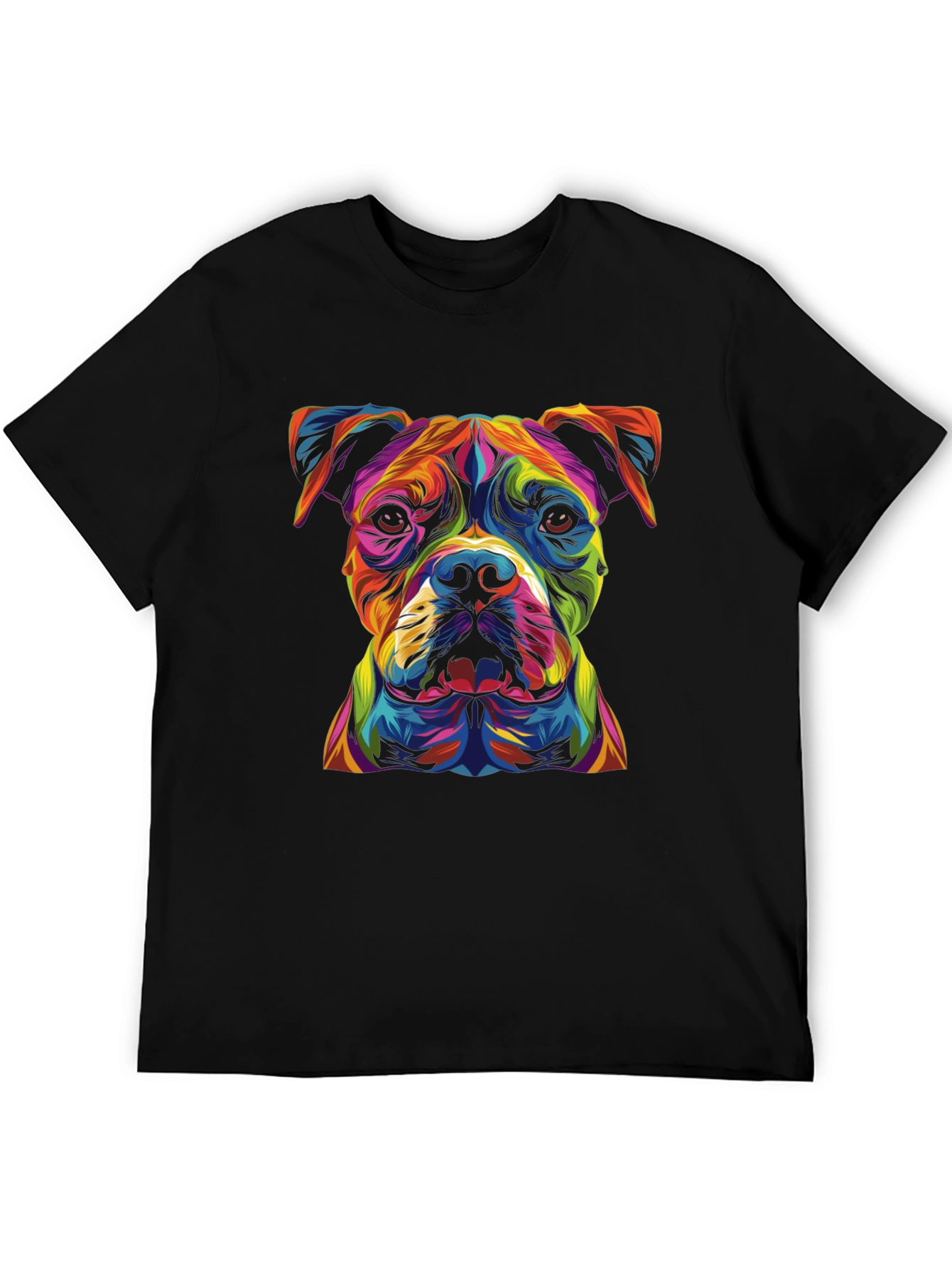 Black Colorful Dog Graphic Black T-Shirt view 5