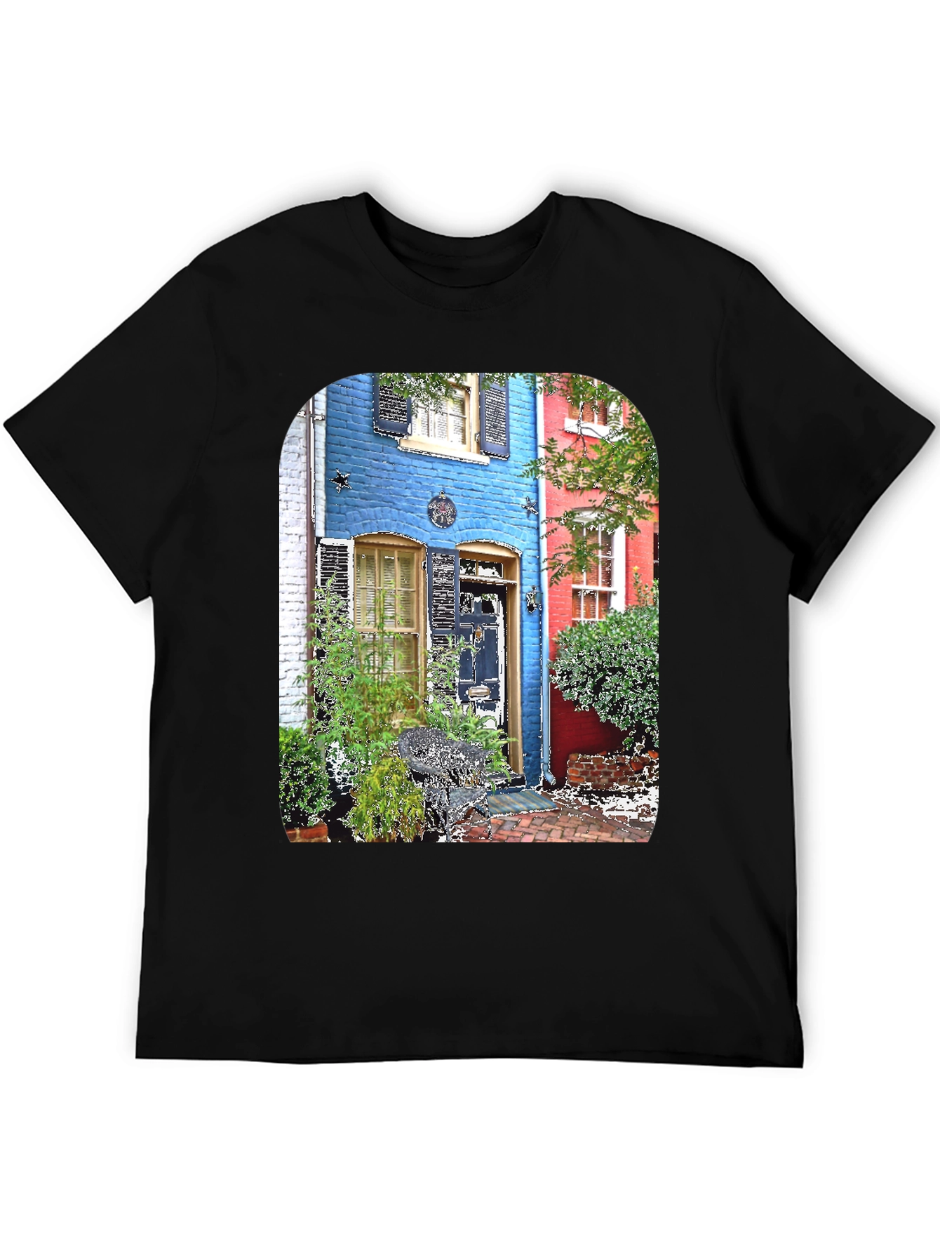 Black Colorful Townhouse T-Shirt view 5