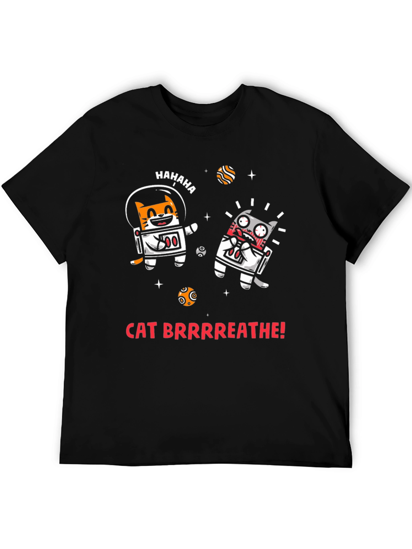 Black Cat Brrrreathe! Graphic Tee view 5