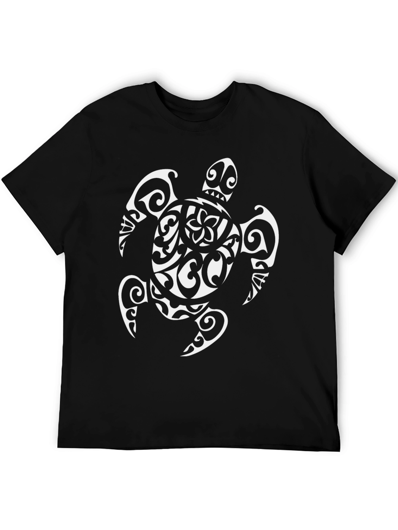 Black Tribal Sea Turtle Graphic Tee - Black view 5