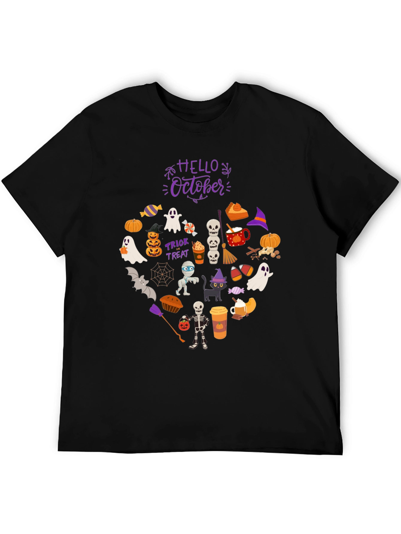 Black Hello October Halloween T-Shirt view 5
