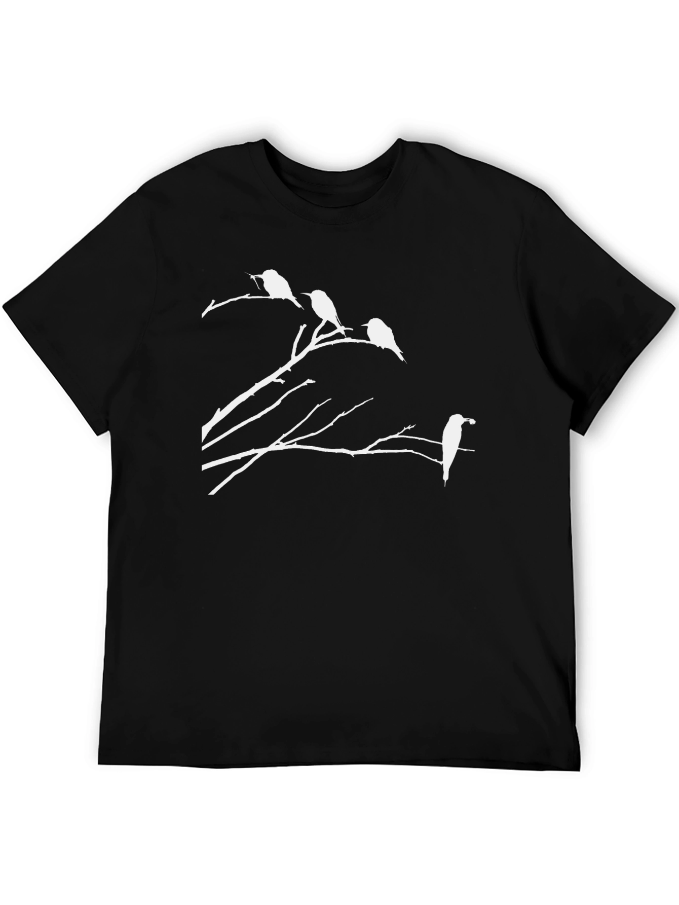 Black Birds on Branch Graphic T-Shirt - Black view 5