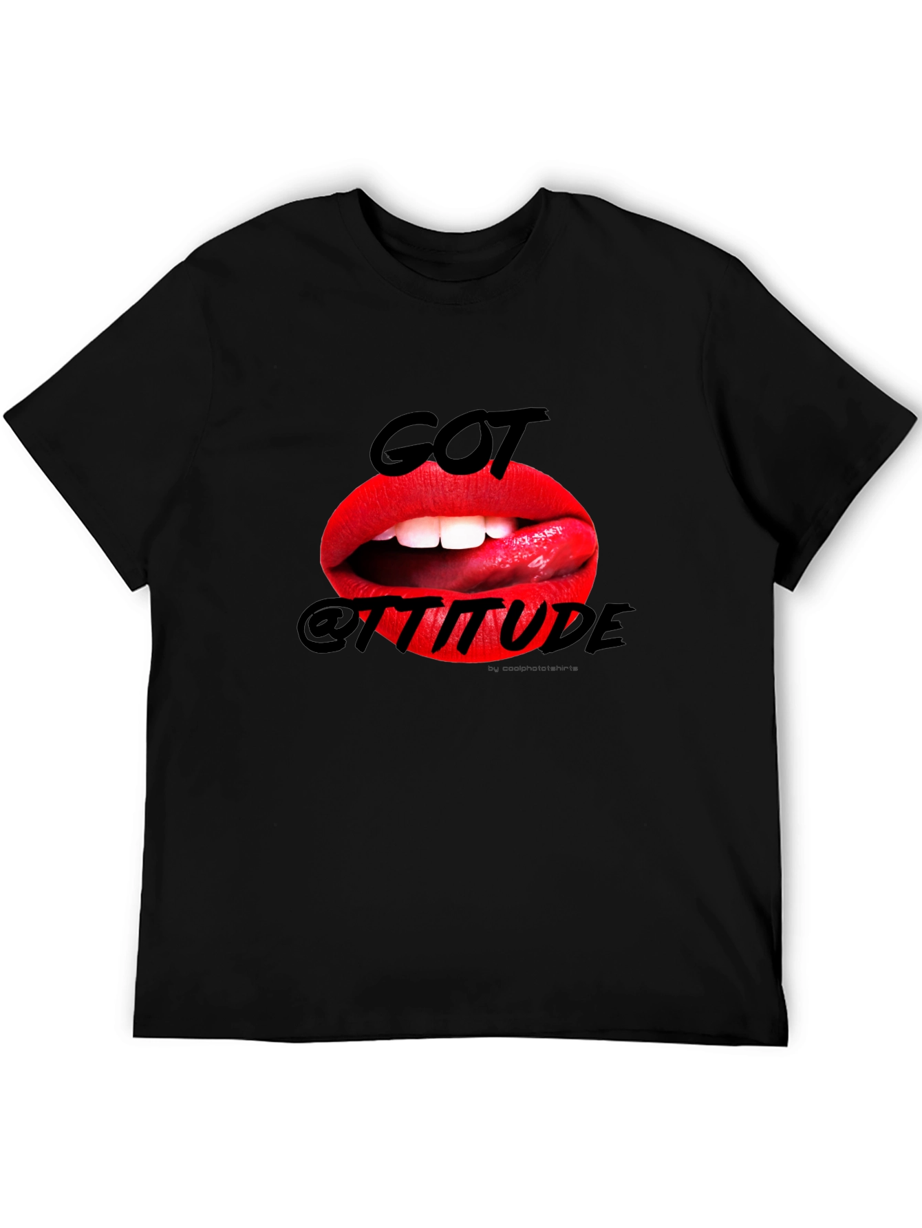 Black Got Attitude Graphic Print Men's Black T-Shirt view 5