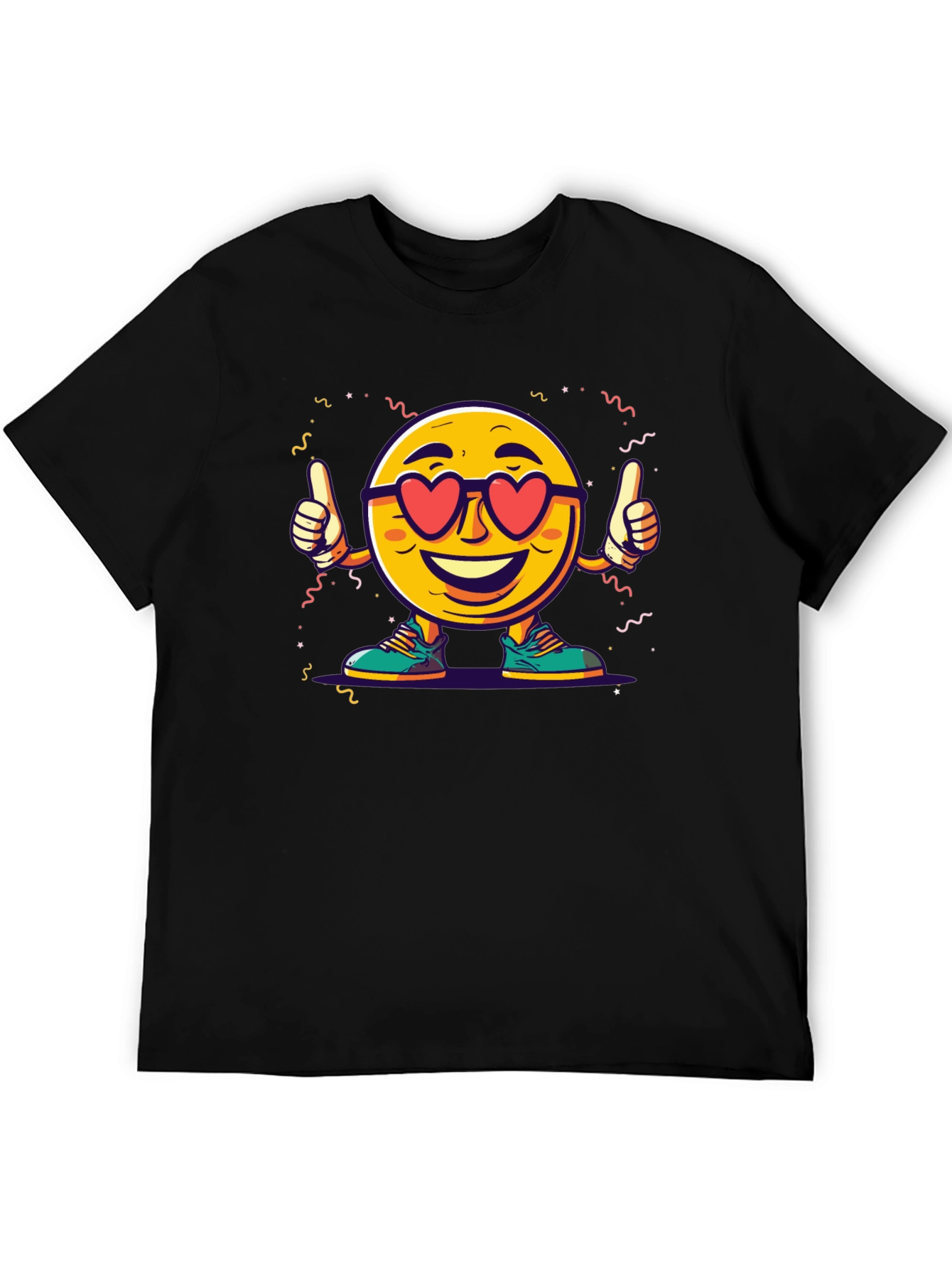 Black Cool Emoji Heart Eyes Graphic T-Shirt view 5