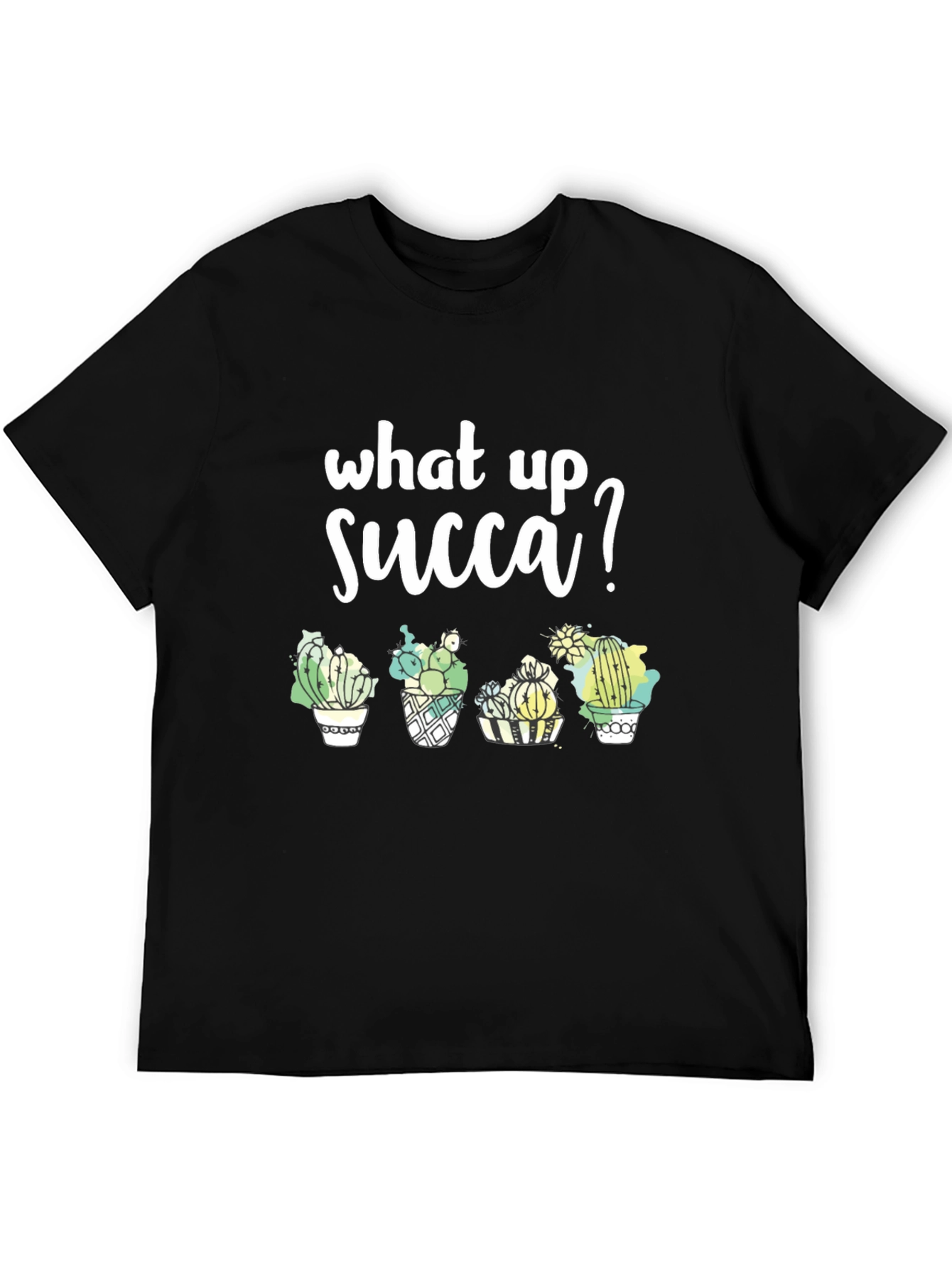 Black What Up Succa? Graphic Tee - Stylish Cactus T-Shirt view 5