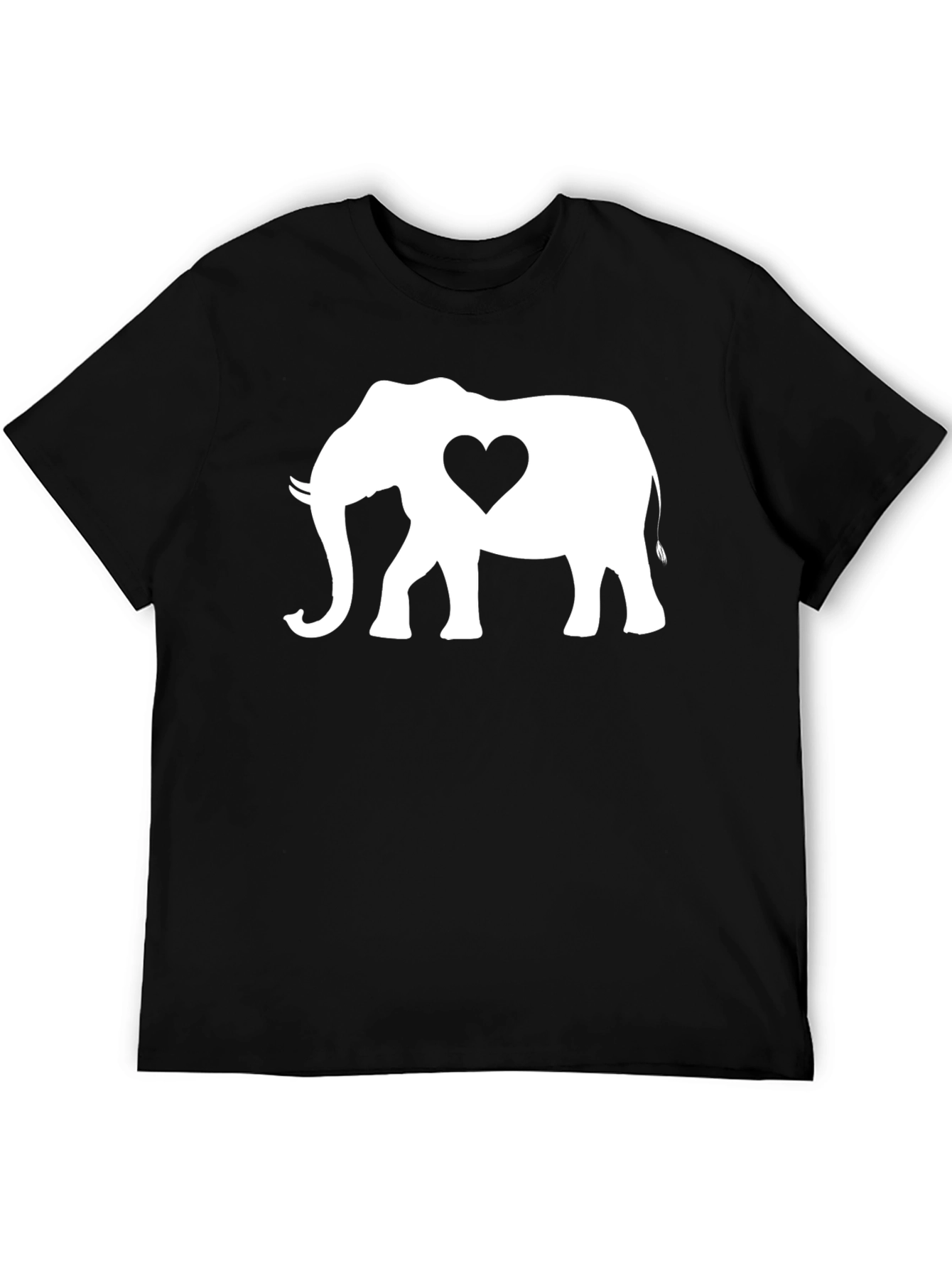 Black Elephant Heart Graphic Tee - Black Cotton Blend view 5