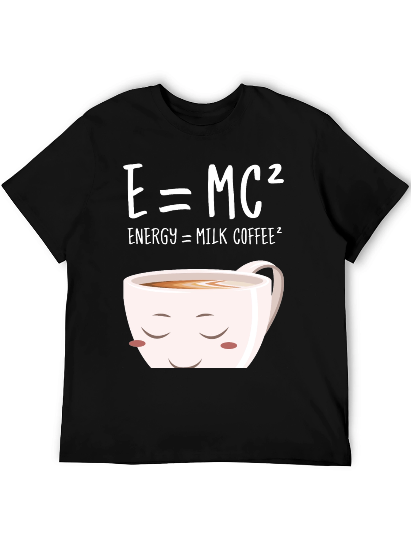 Black E=MC² Milk Coffee T-Shirt - Humorous Science Tee view 5