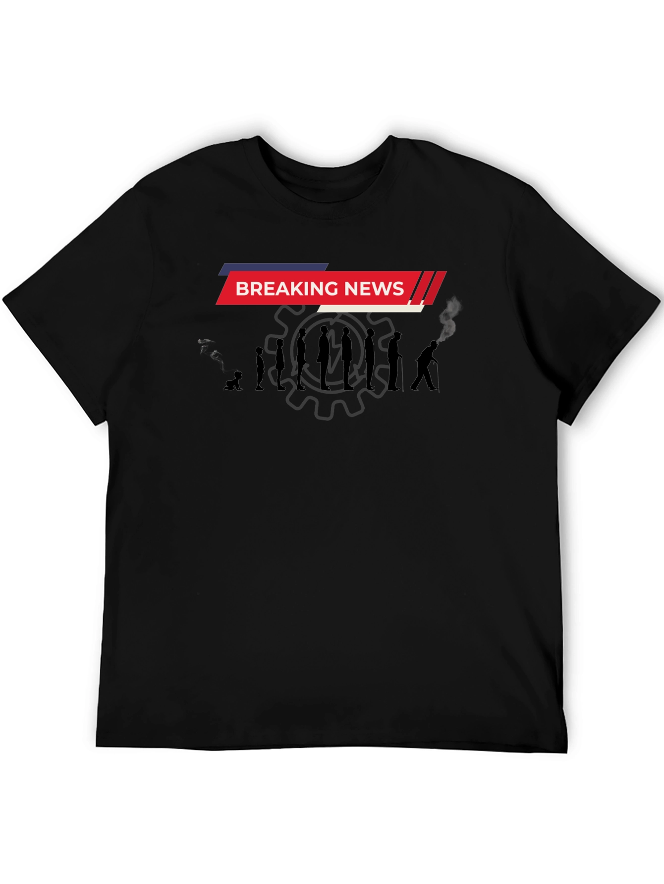 Black Breaking News Evolution Men's Black T-Shirt view 5