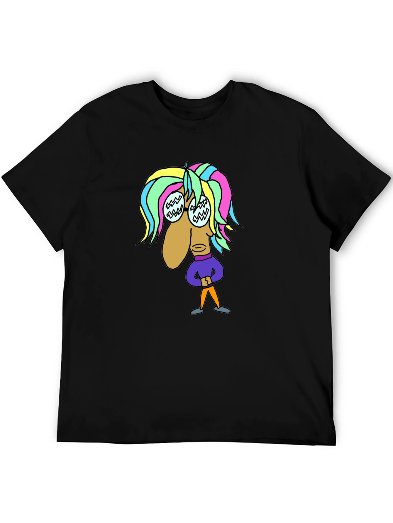 Black Cartoon Character Black T-Shirt view 5