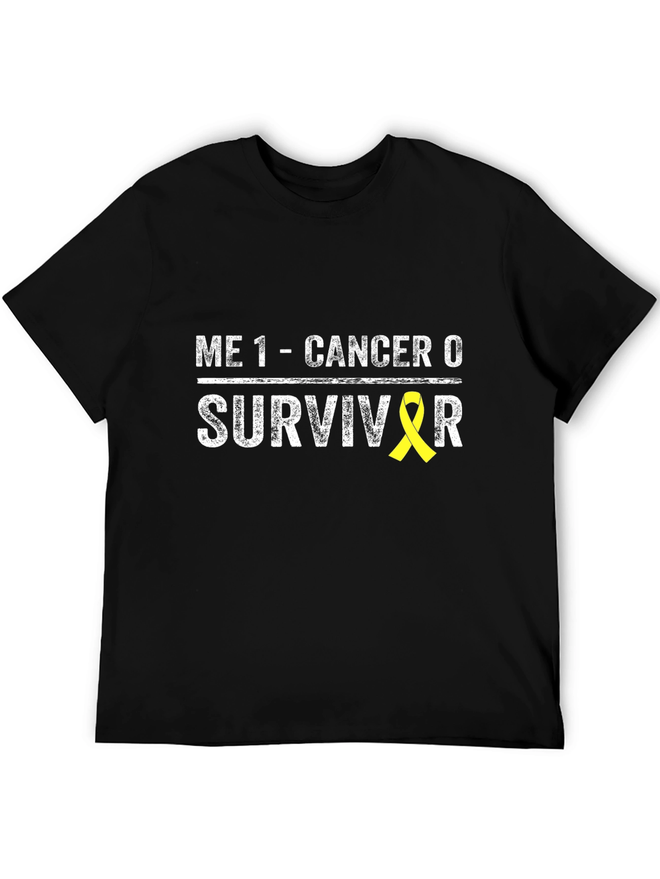 Black Cancer Survivor T-Shirt - Me 1 Cancer 0  view 5