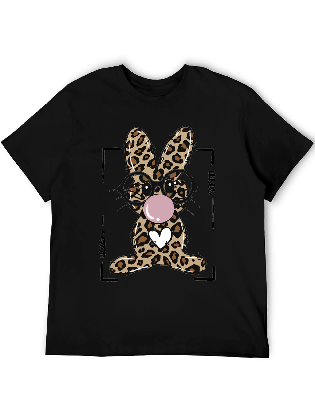 Black Leopard Print Bubblegum Bunny T-Shirt view 5