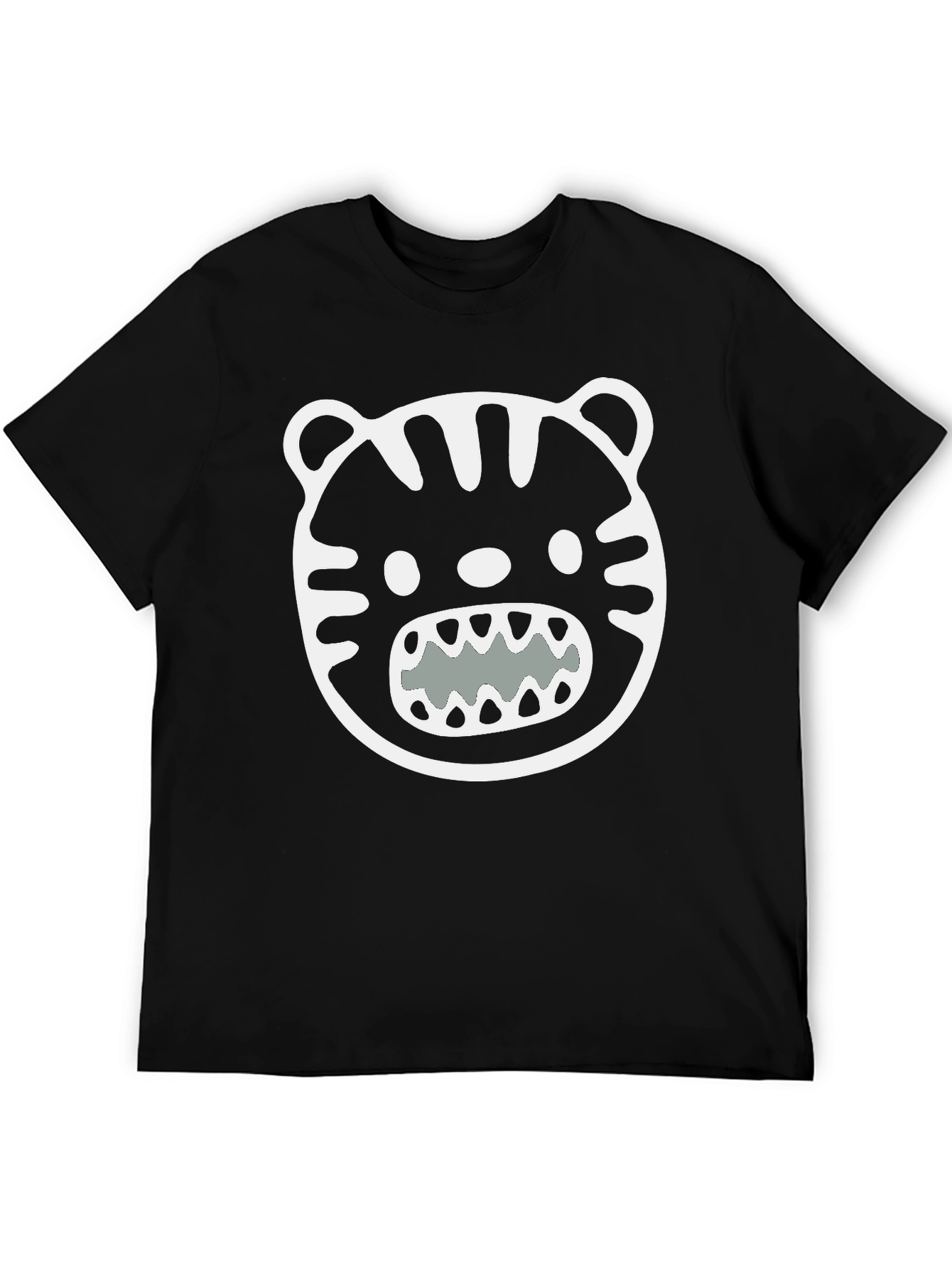 Black Cool Graphic Tee - Black Tiger Face T-Shirt view 5