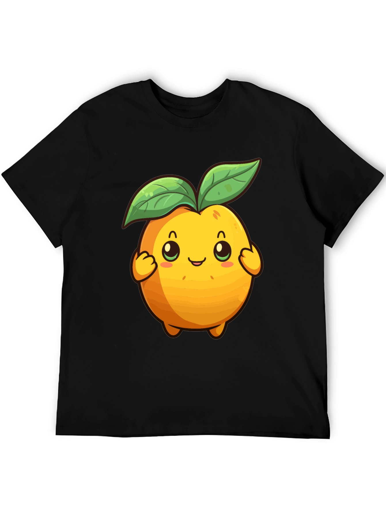 Black Cute Cartoon Fruit Graphic Tee - Black view 5