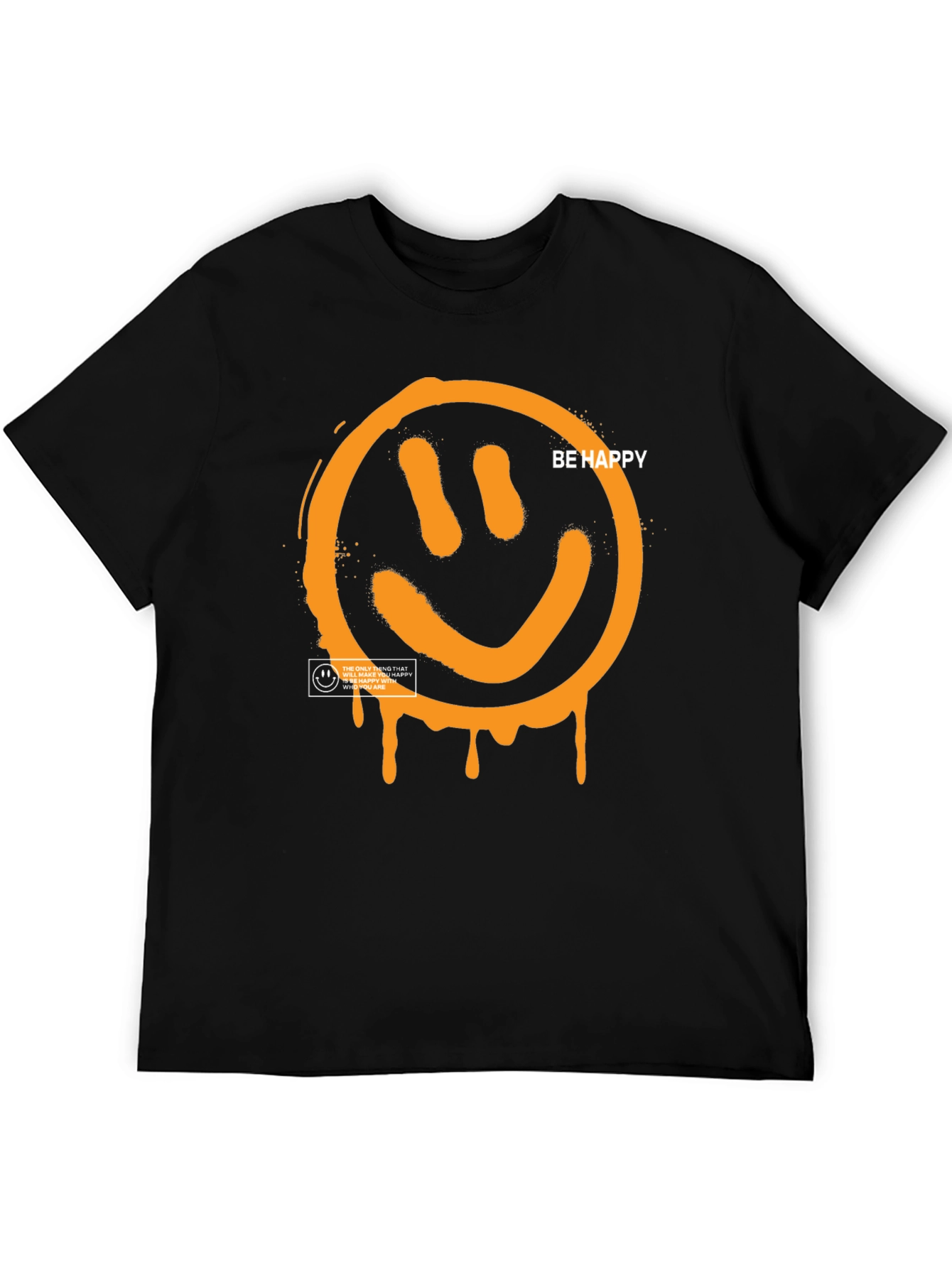 Black Be Happy Graphic Tee - Black view 5