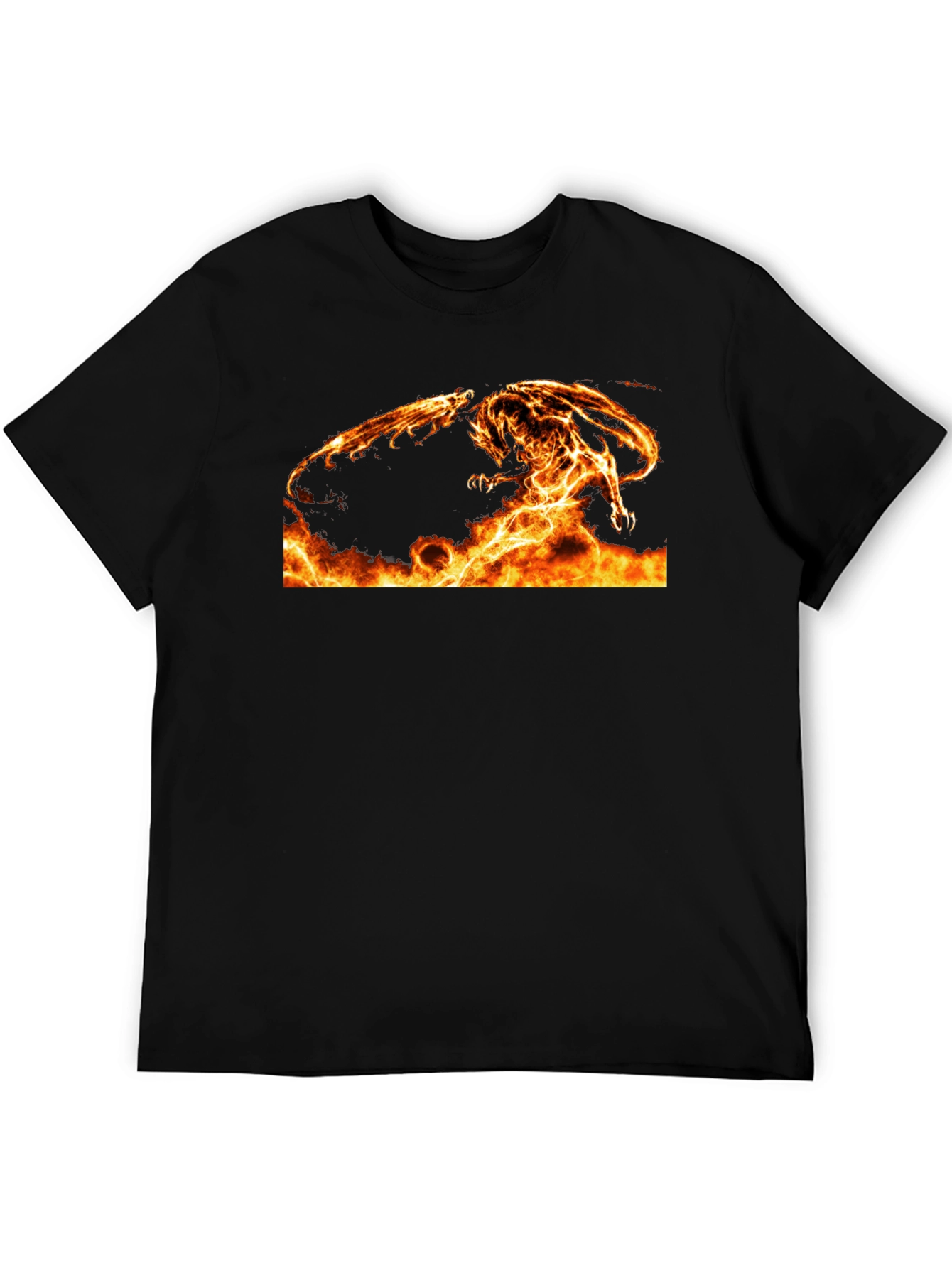 Fiery Dragon Graphic Tee - Black Cotton Comfort - 5