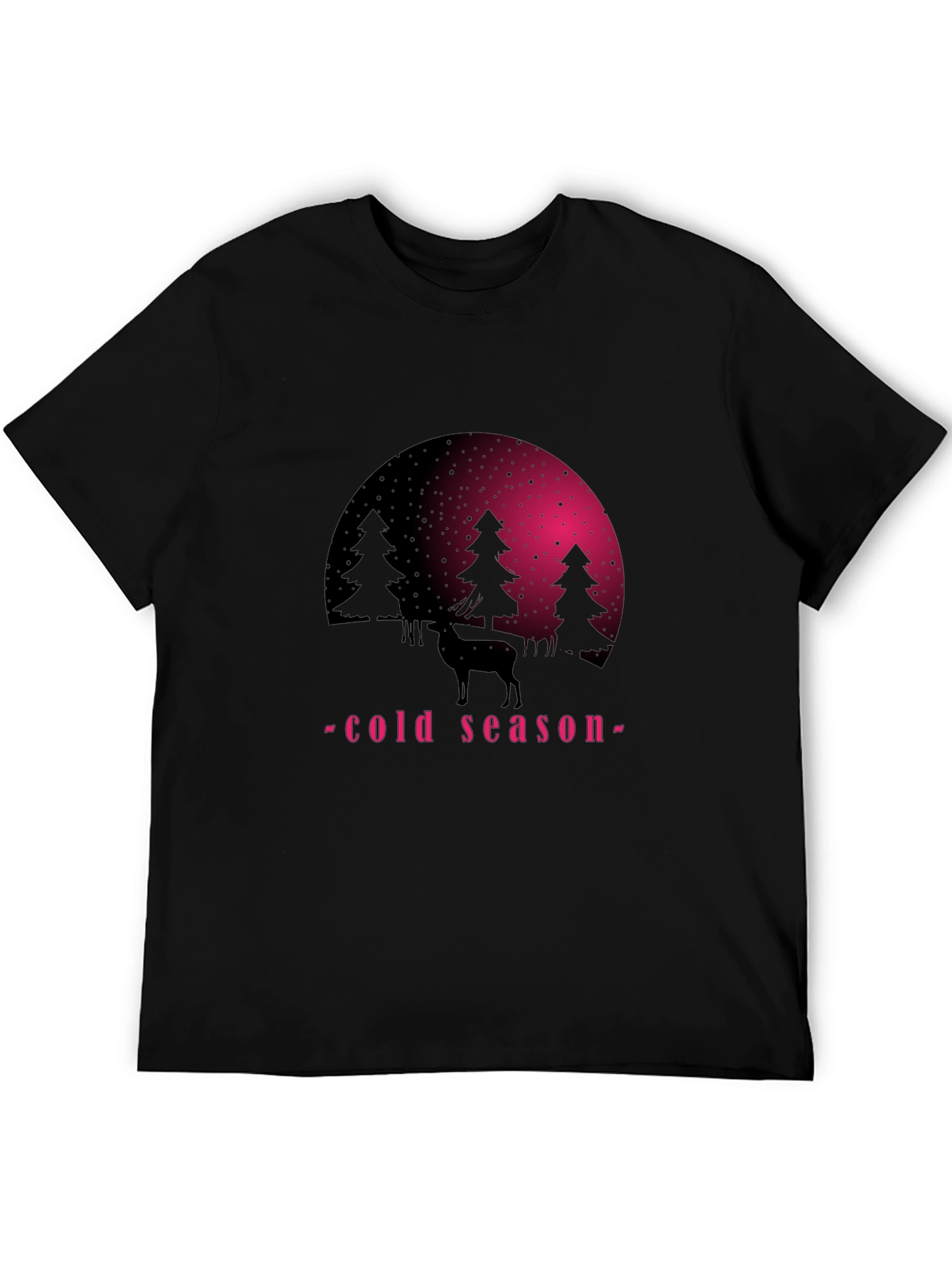 Black Winter Scene Graphic Tee - Cold Season Deer Shirt view 5