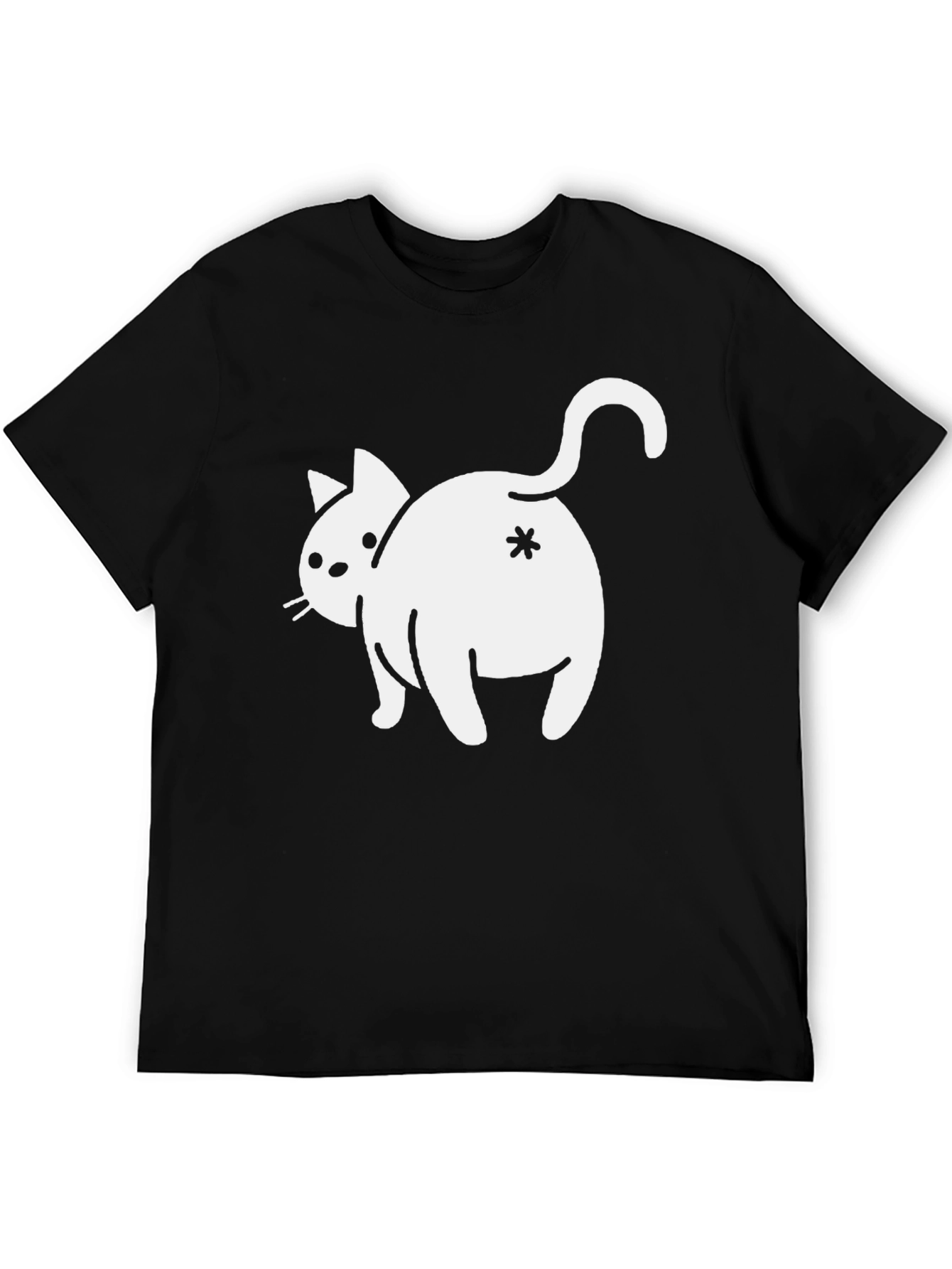 Black Funny Cat Butt T-Shirt - Asterisk Design view 5