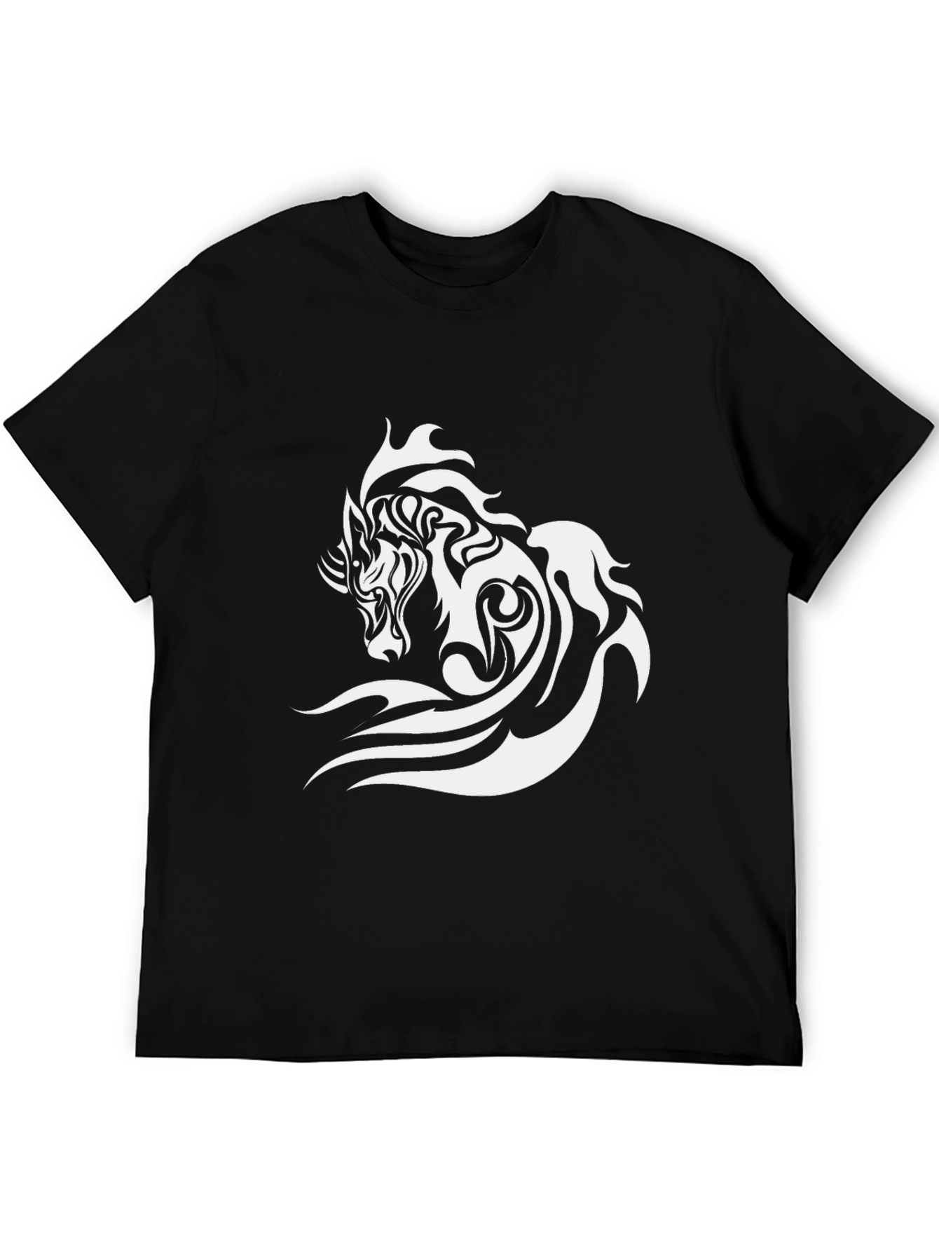Black Tribal Horse Graphic T-Shirt - Black view 5