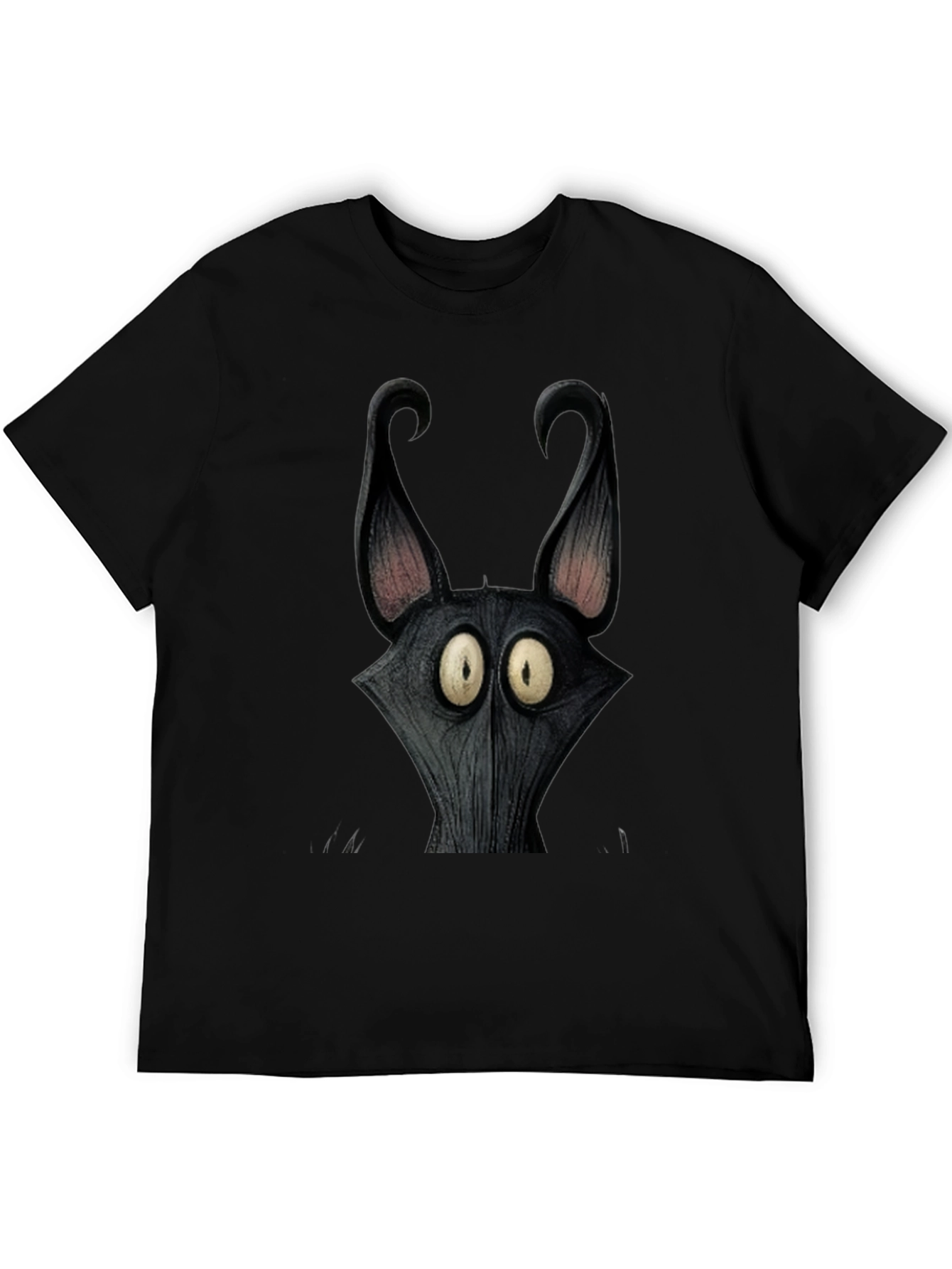 Black Men's Black Cartoon Character Graphic Tee view 5