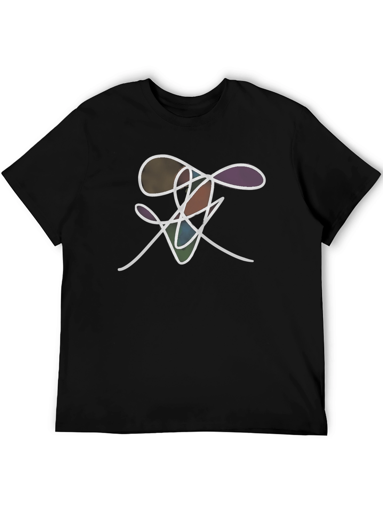 Black Abstract Line Art Graphic Tee - Stylish Black T-Shirt view 5