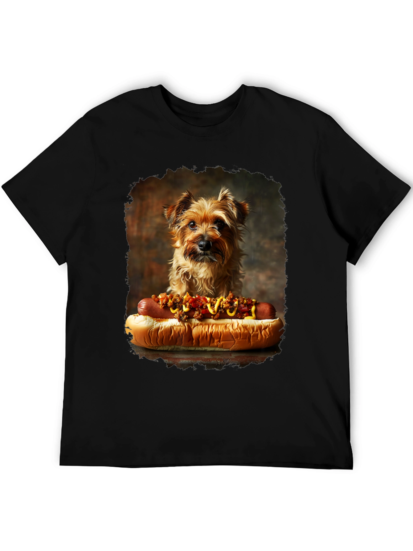 Black Dog & Hotdog Graphic Tee - Novelty T-Shirt view 5