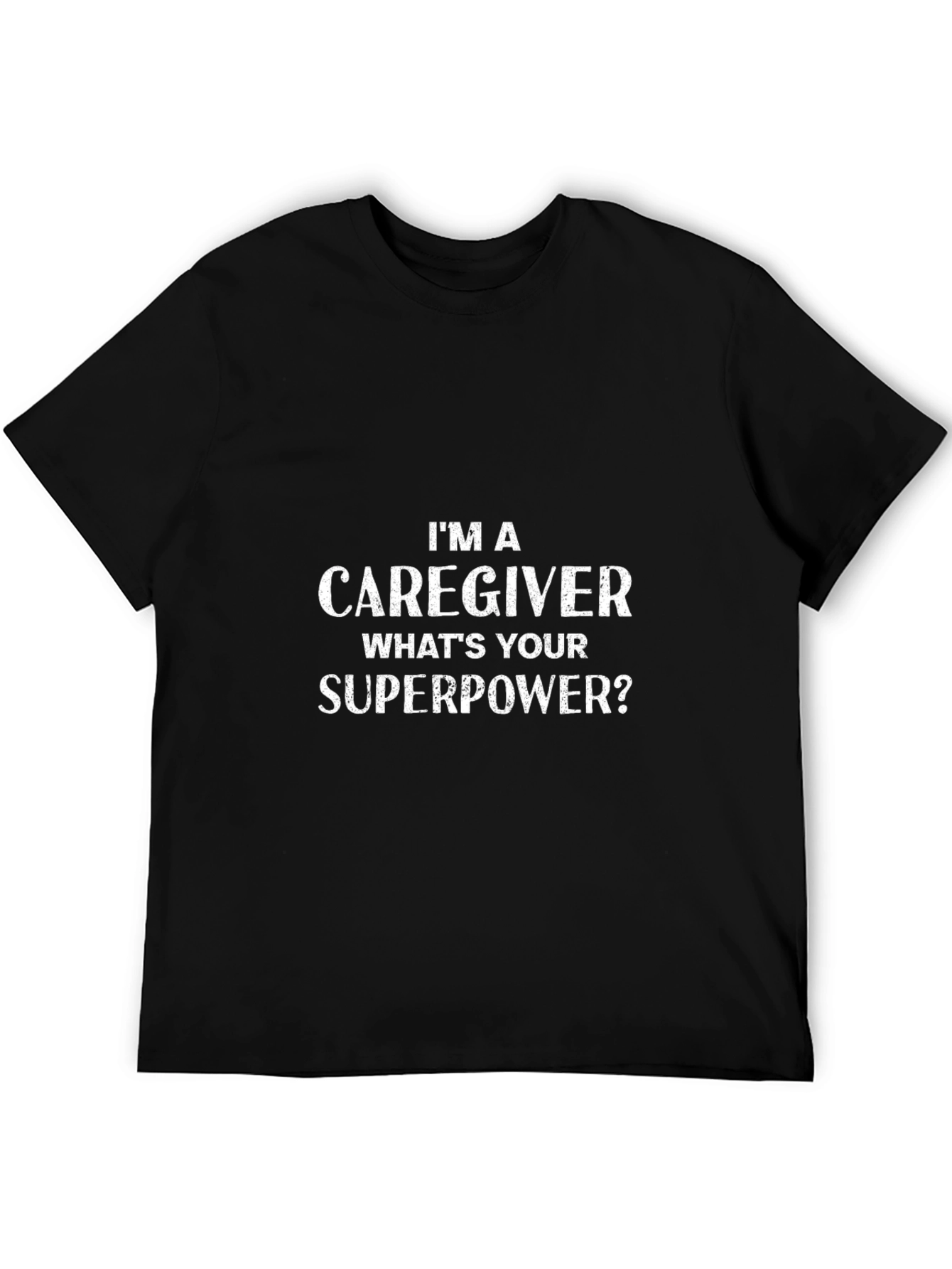 Black Caregiver Superpower T-Shirt - Black Graphic Tee view 5