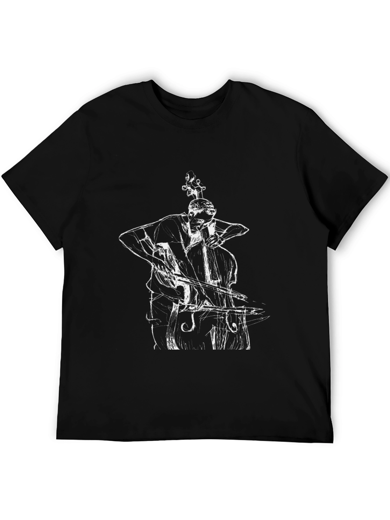 Black Musician Graphic Tee - Bass Player Black T-Shirt view 5