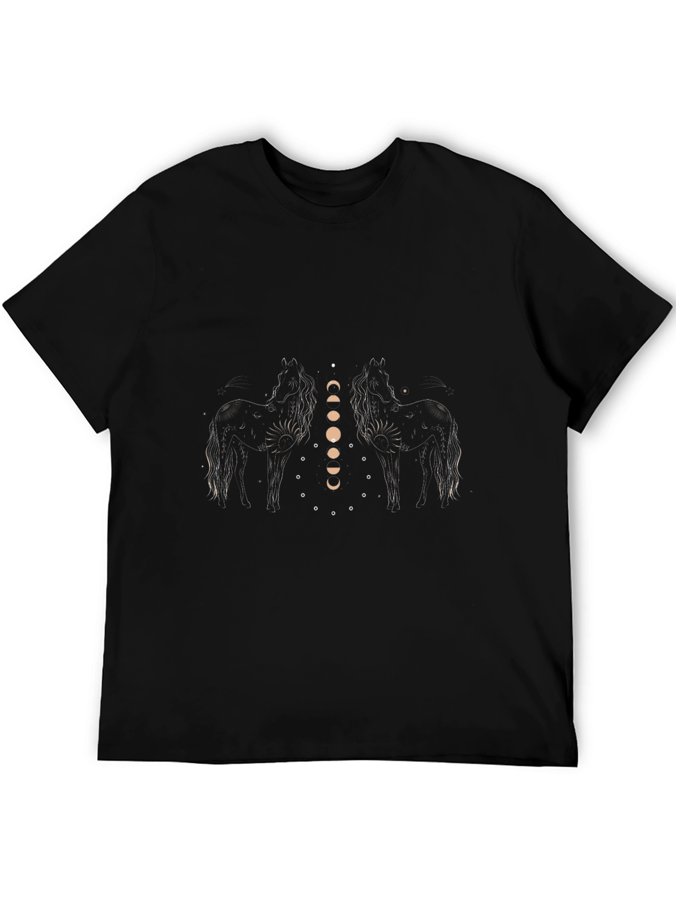 Black Black Horse & Moon Phases Graphic Tee view 5