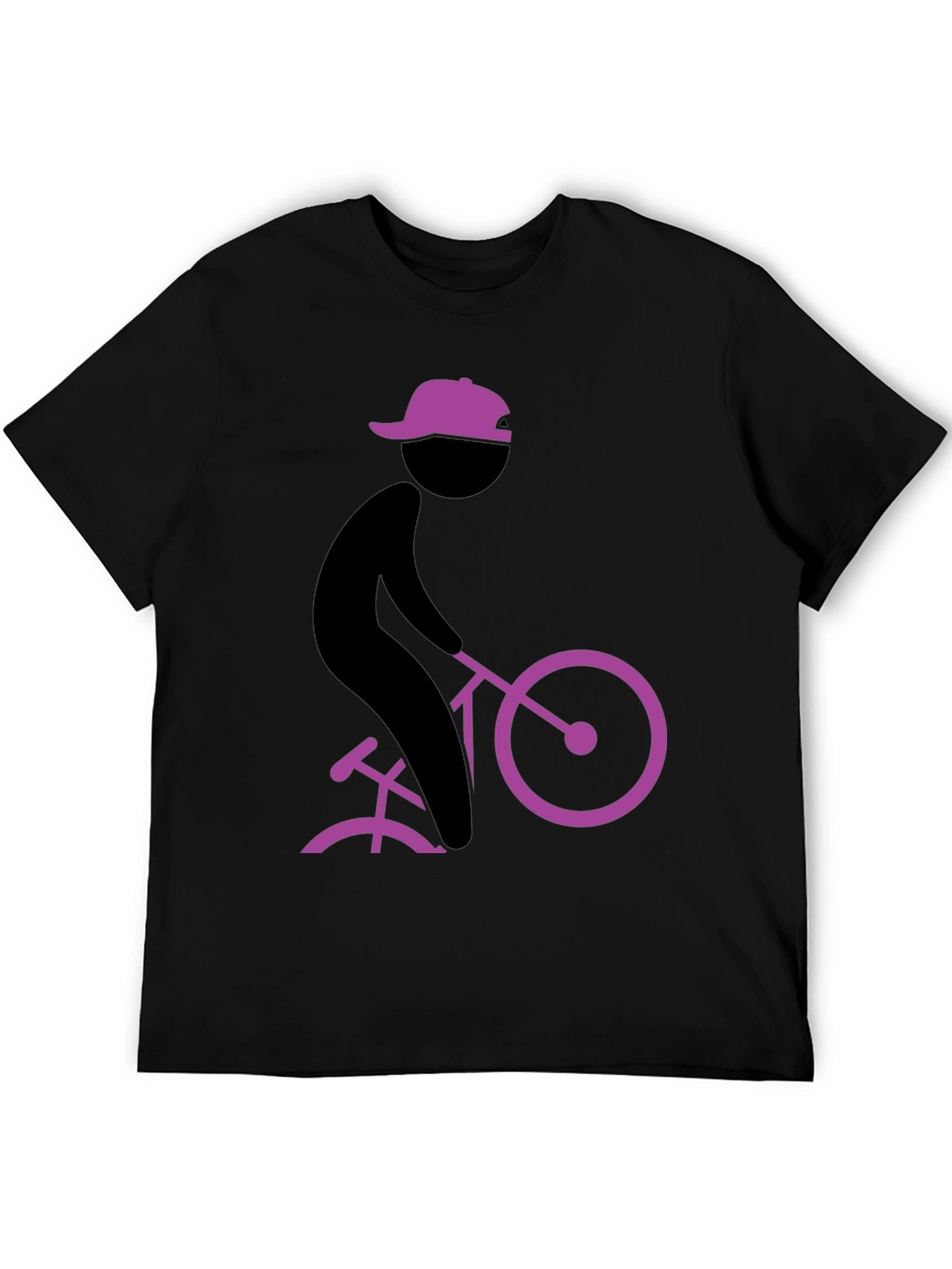 Black Cool Black T-Shirt with Cyclist Graphic view 5