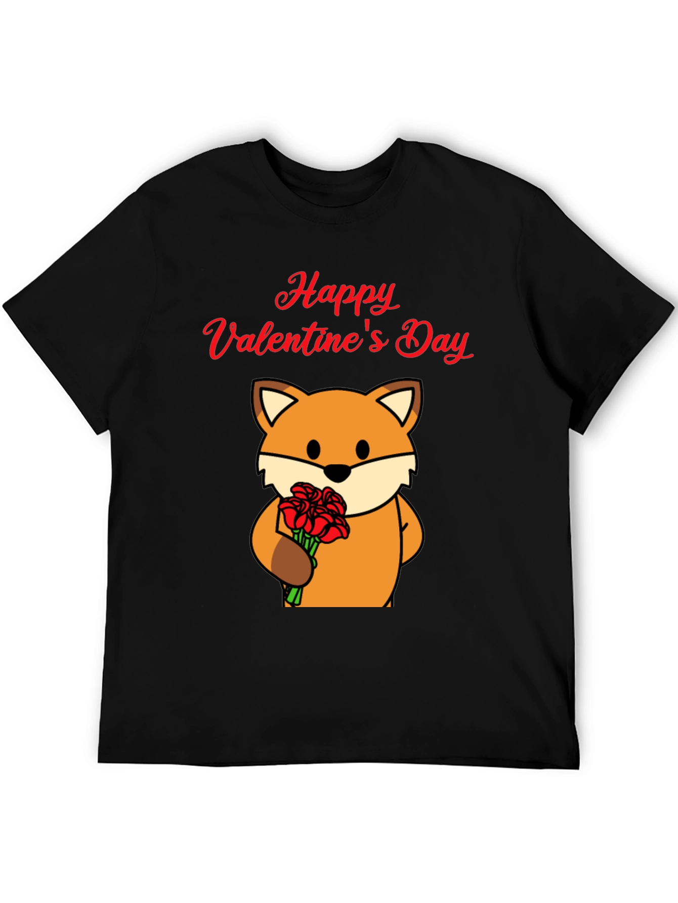 Black Happy Valentine's Day Fox Graphic Tee view 5