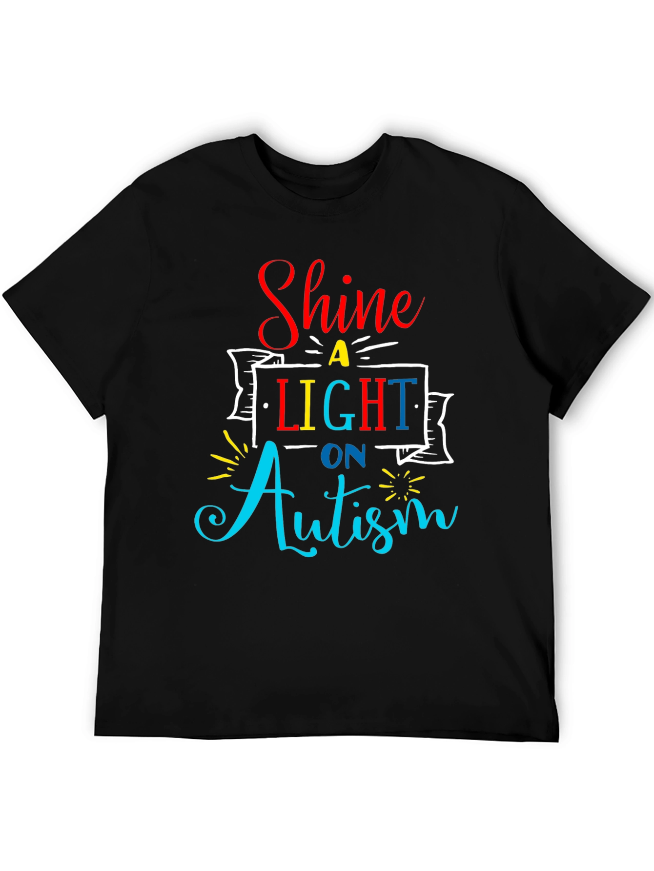 Black Autism Awareness T-Shirt Shine a Light view 5