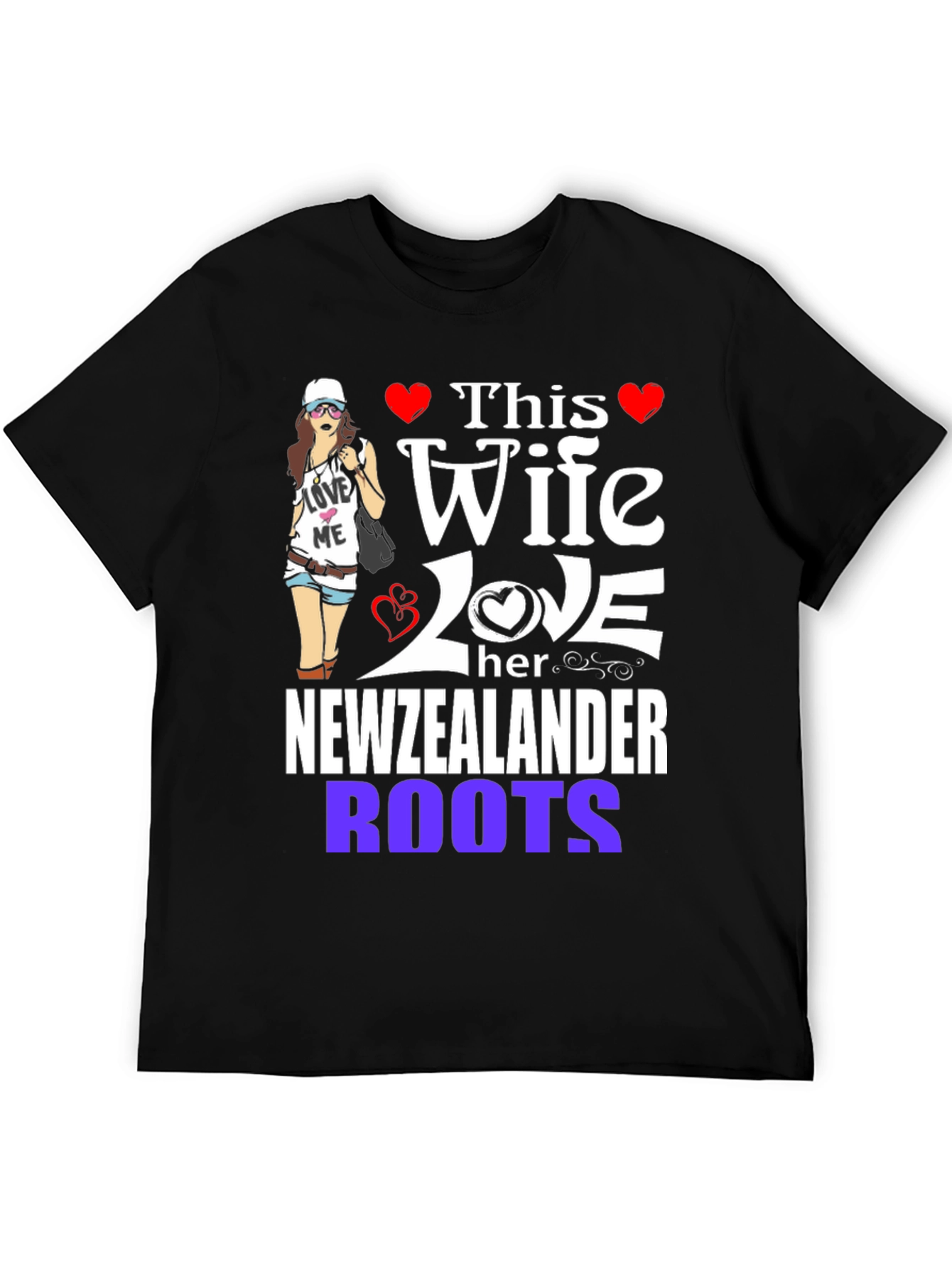 Black New Zealander Wife Novelty T-Shirt view 5