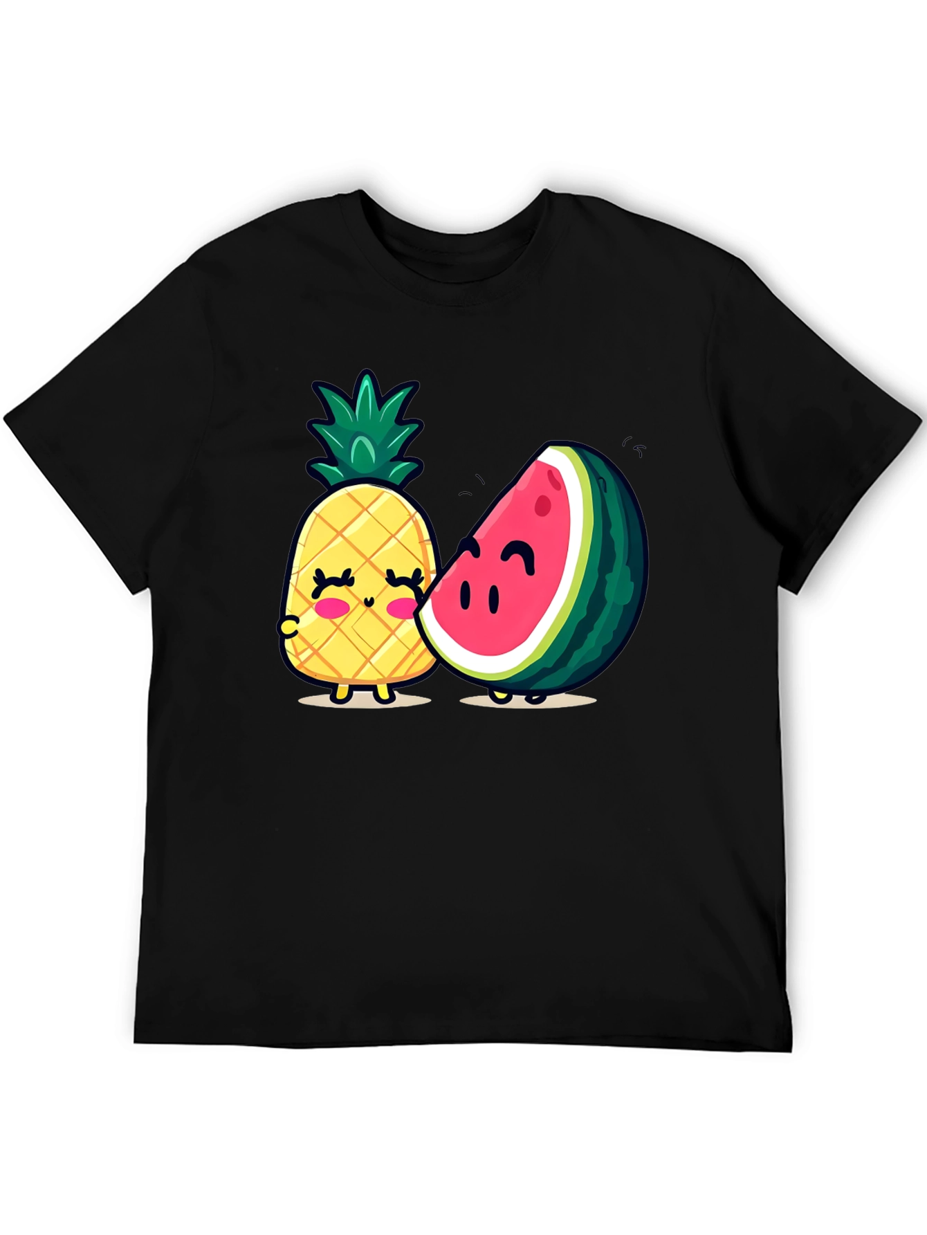 Black Cute Fruit Friends Graphic T-Shirt - Black view 5