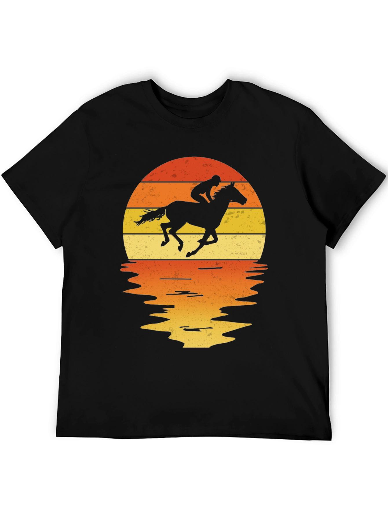Black Horse Rider Sunset Graphic Tee view 5