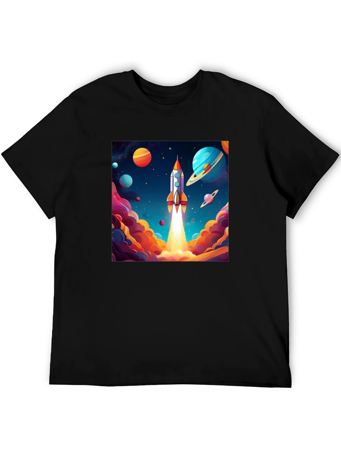 Black Rocket Launch T-Shirt - Space Adventure Design view 5