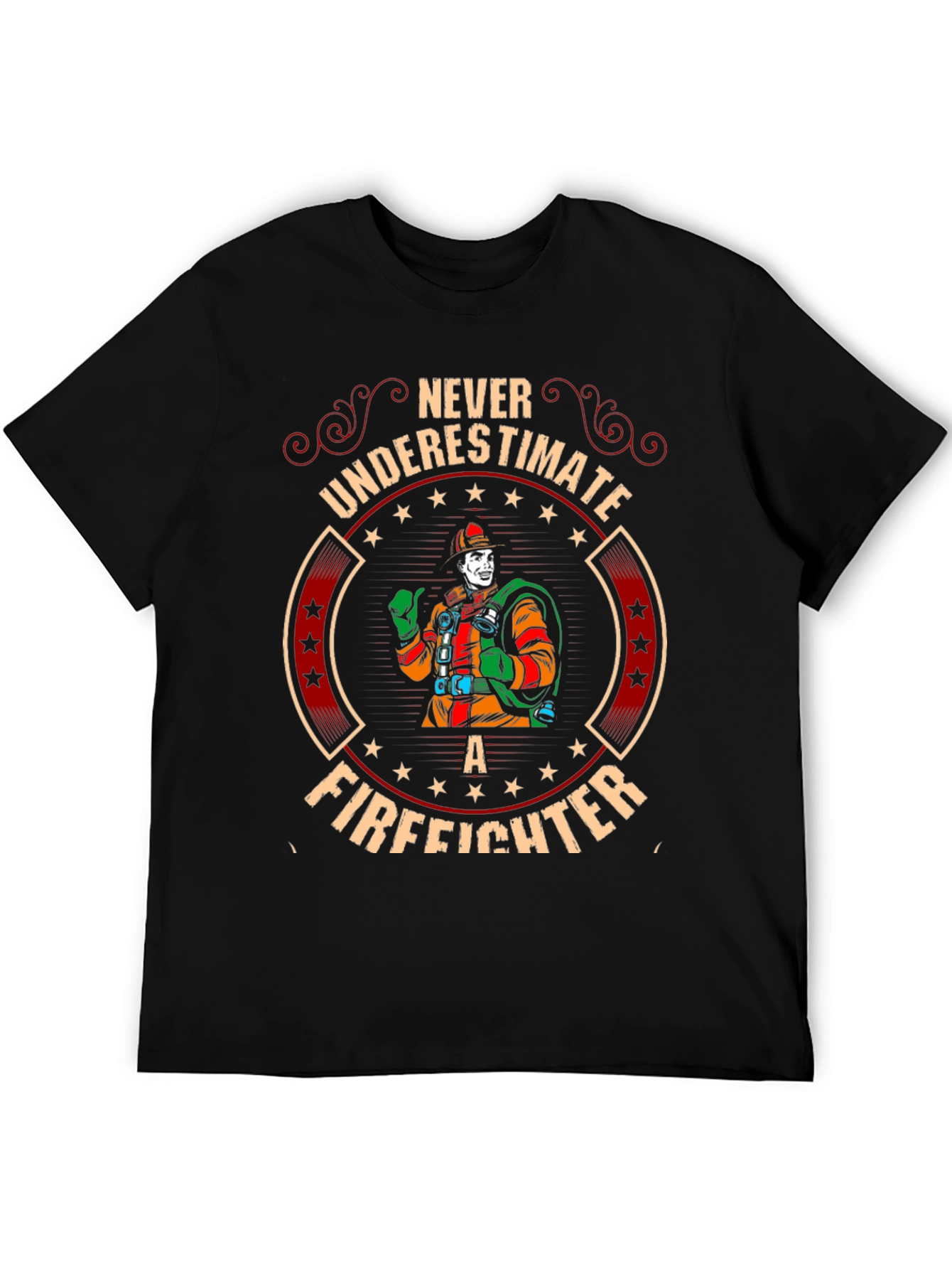 Black Never Underestimate a Firefighter Graphic Tee view 5