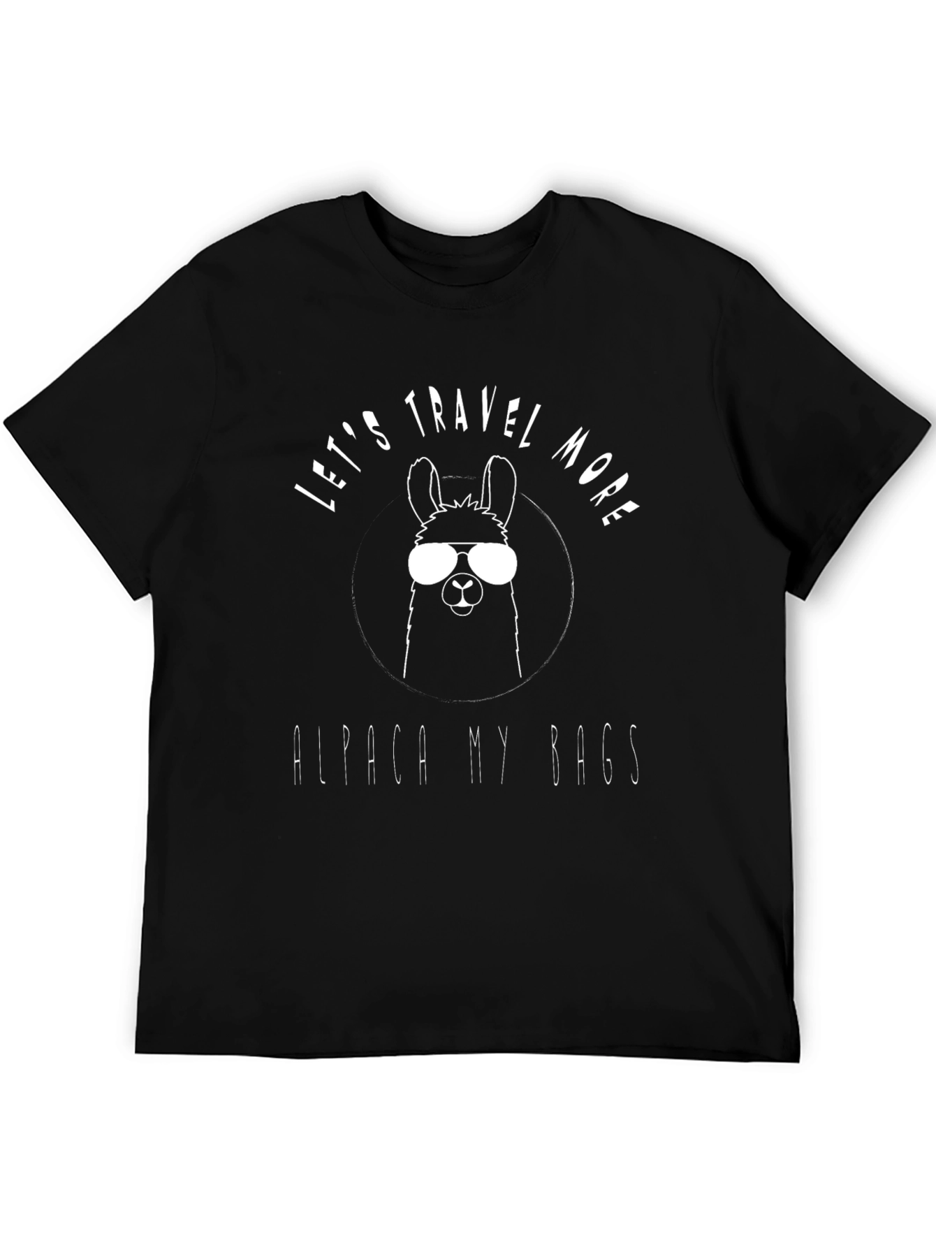 Black Alpaca Travel T-Shirt - Let's Travel More Graphic Tee view 5