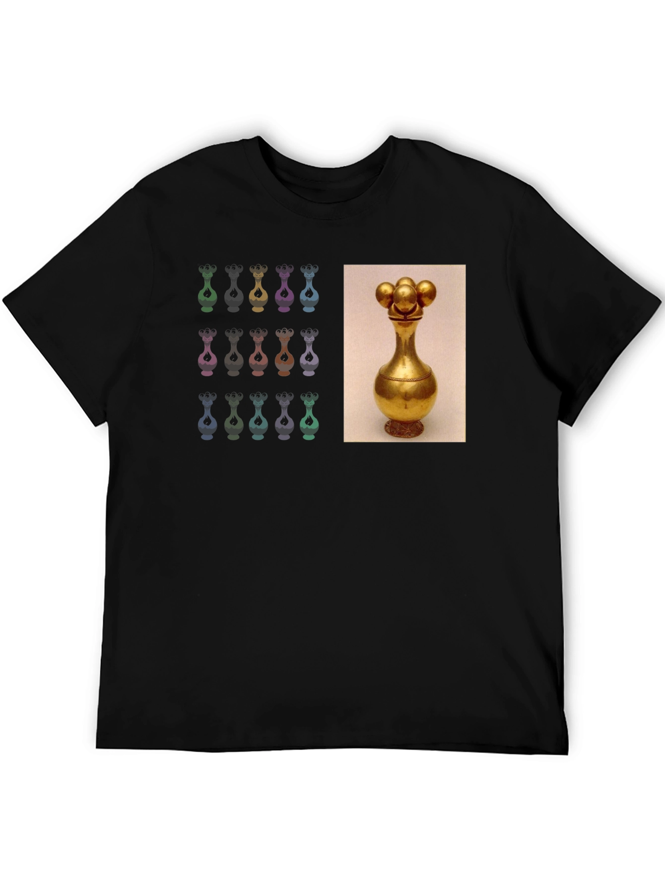 Black Unique Graphic Tee - Golden Vessel Design view 5