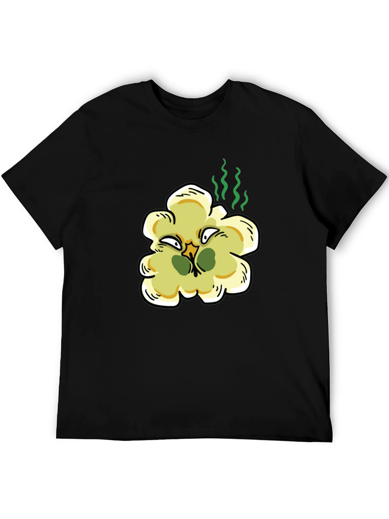 Black Stinky Popcorn T-Shirt - Funny Cartoon Food Tee view 5