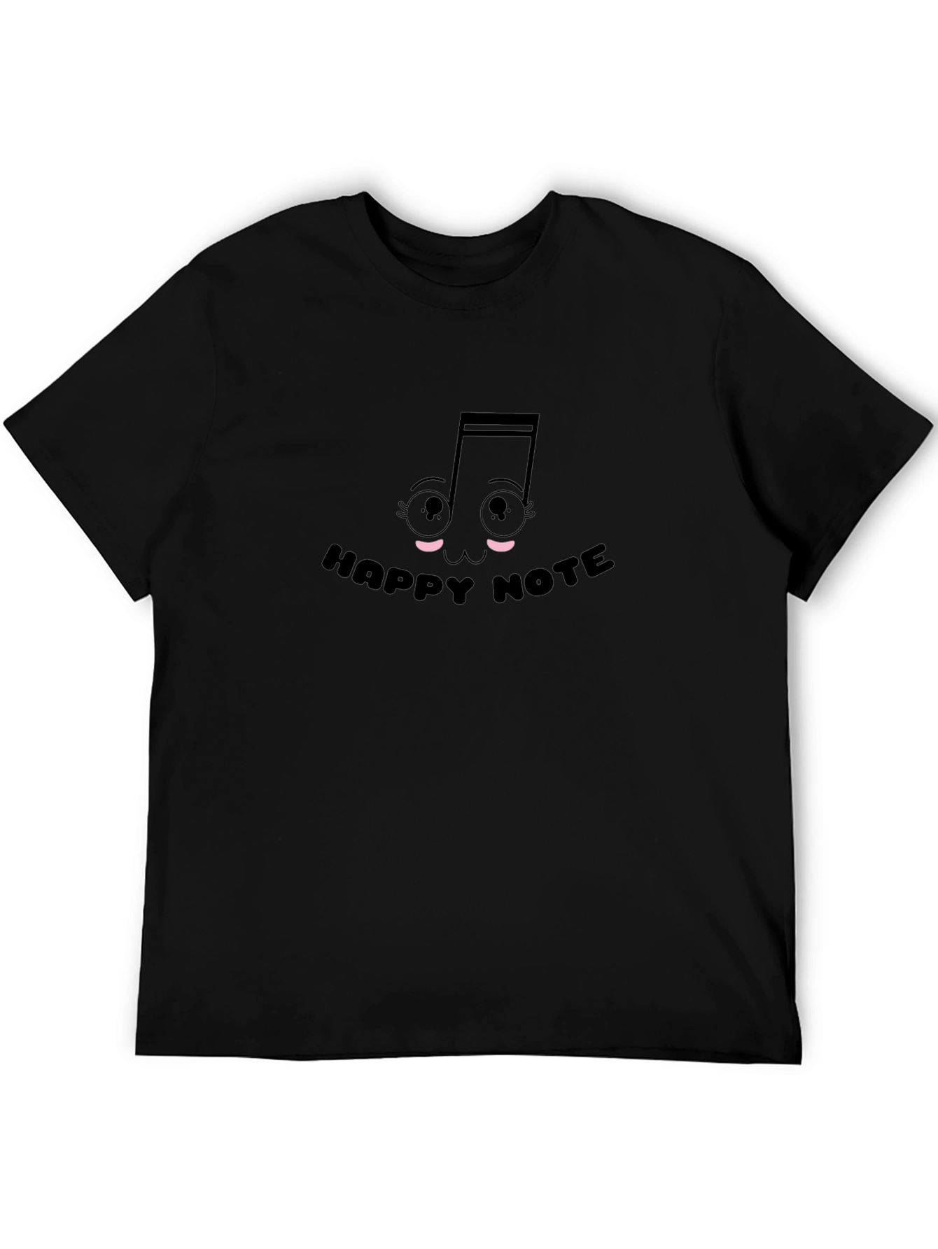 Black Happy Note Graphic Tee - Black Cotton T-Shirt view 5