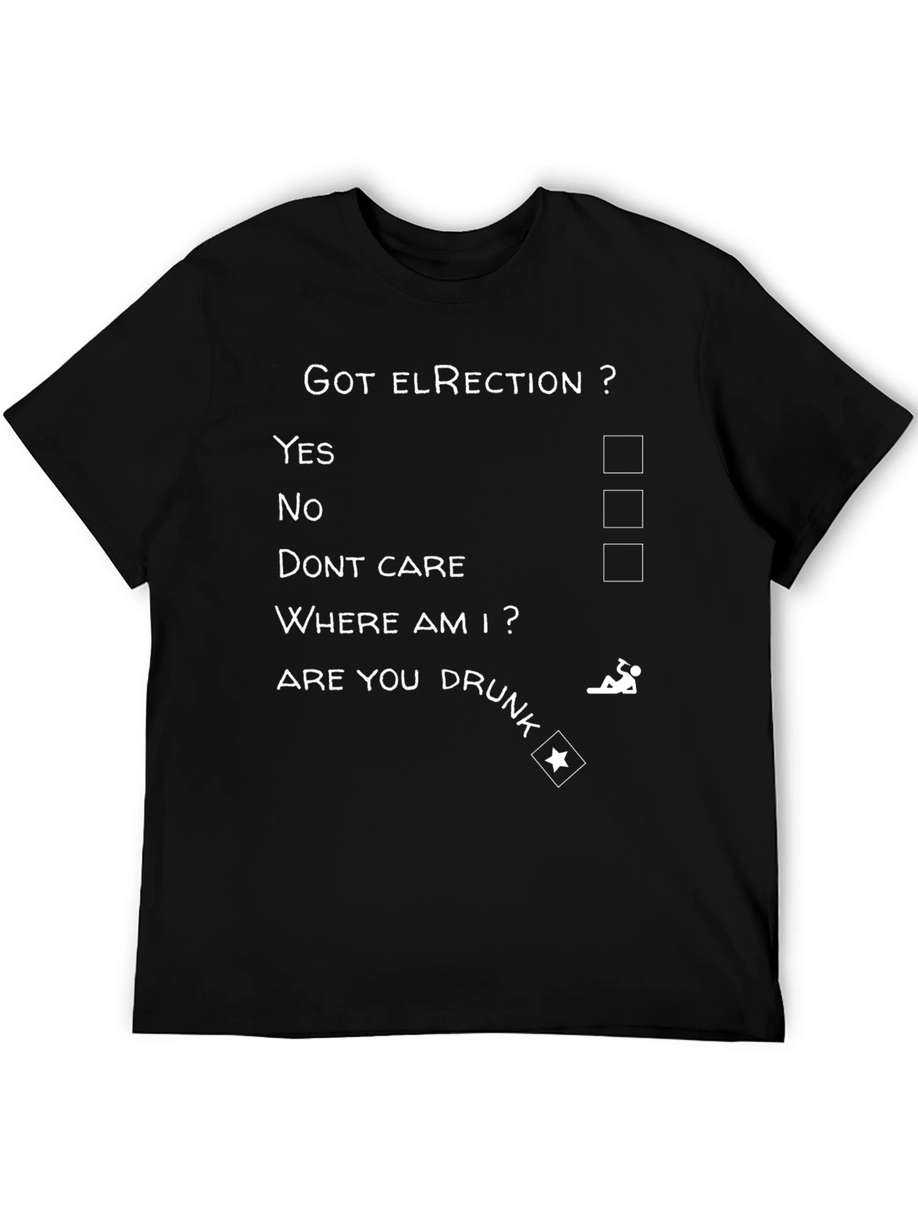 Black Humorous Erection Checklist Black T-Shirt view 5
