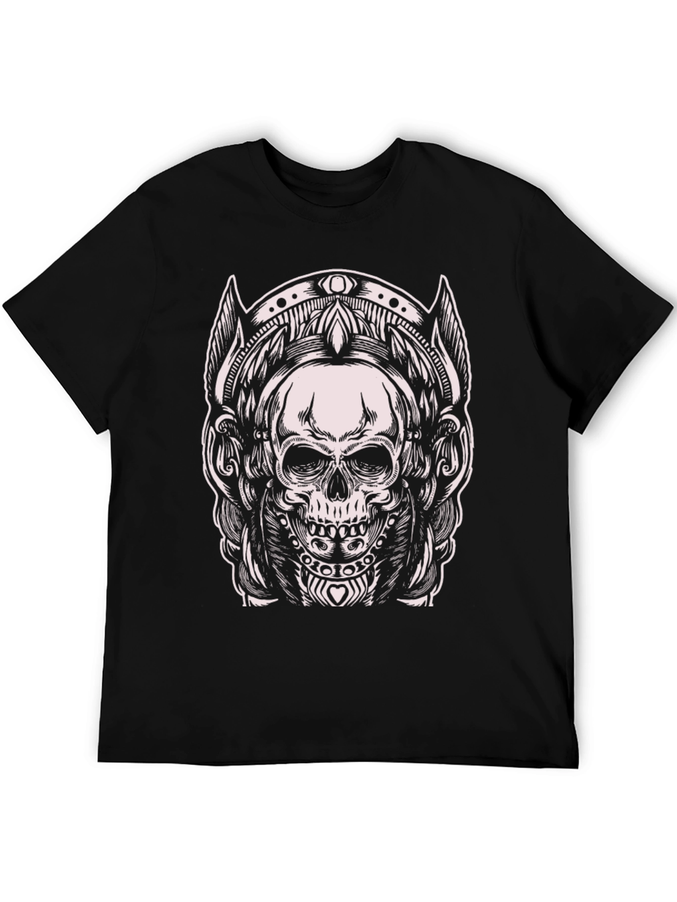 Black Skull Graphic Tee - Black Cotton Blend T-Shirt view 5