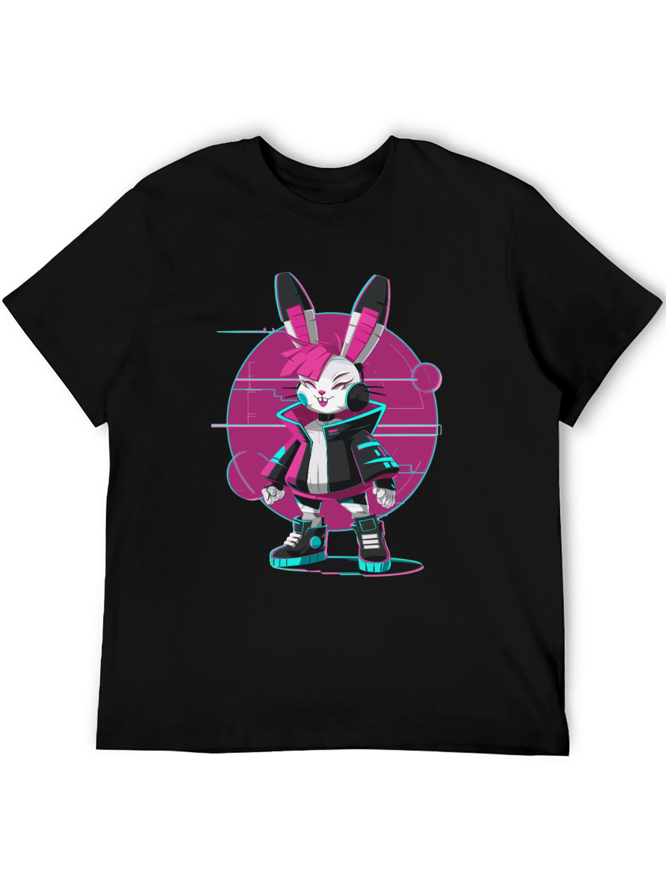 Black Cyberpunk Bunny T-Shirt - Edgy Streetwear Style view 5